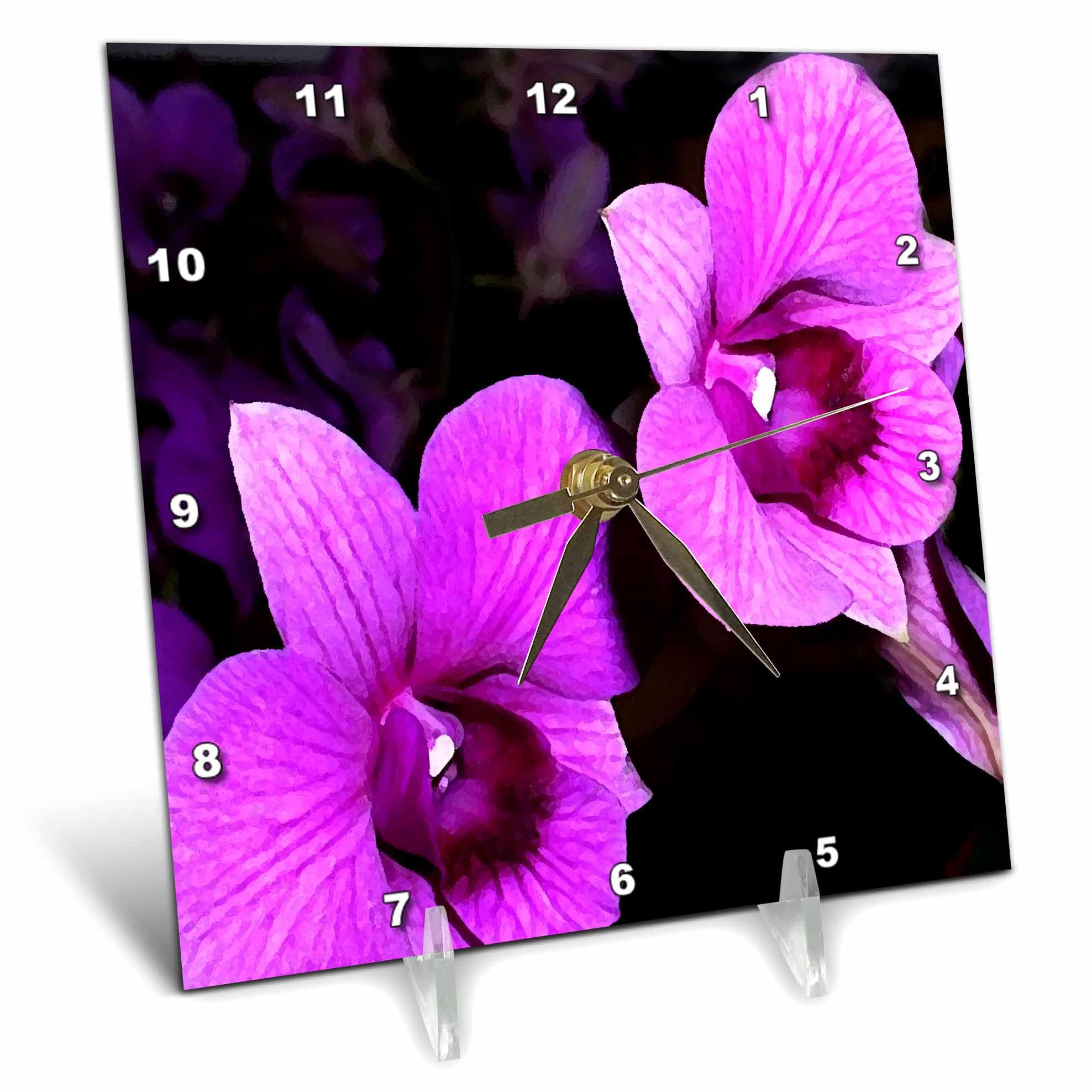 3D Rose Orchids Floral Desk Clock - 6
