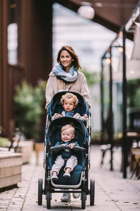 Thule Sleek Double Stroller - Lightweight Compact Baby Jogging Stroller for Twins, All-Terrain Wheels & Adjustable Canopy | Perfect for Running, Hiking & City Walks