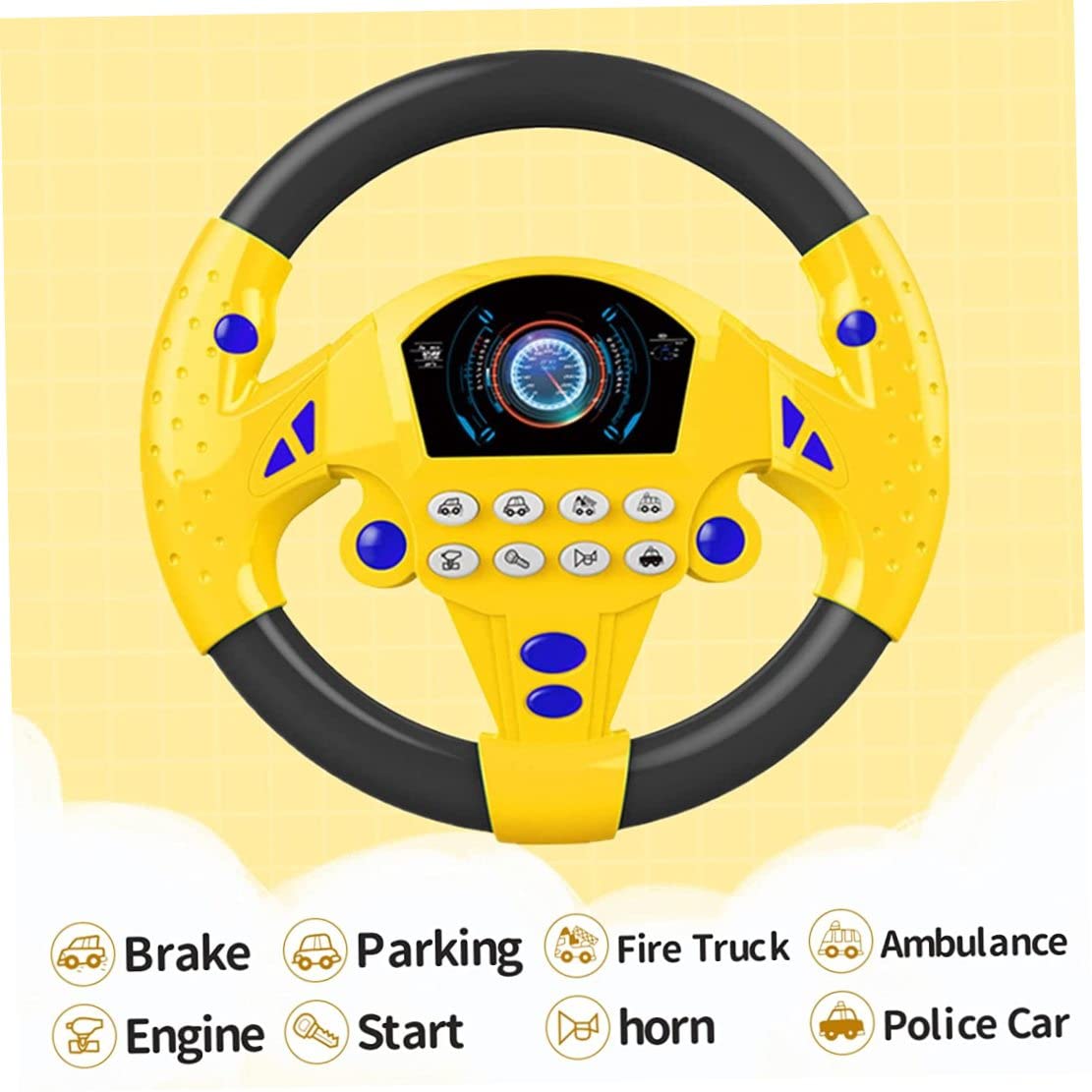 Kids Electronic Racing Steering Wheel Toy - Realistic Driving Sound Effects, Interactive Simulation Game for Toddlers & Children (Yellow) - Perfect for Pretend Play, Birthday Gifts & Early Learning Development