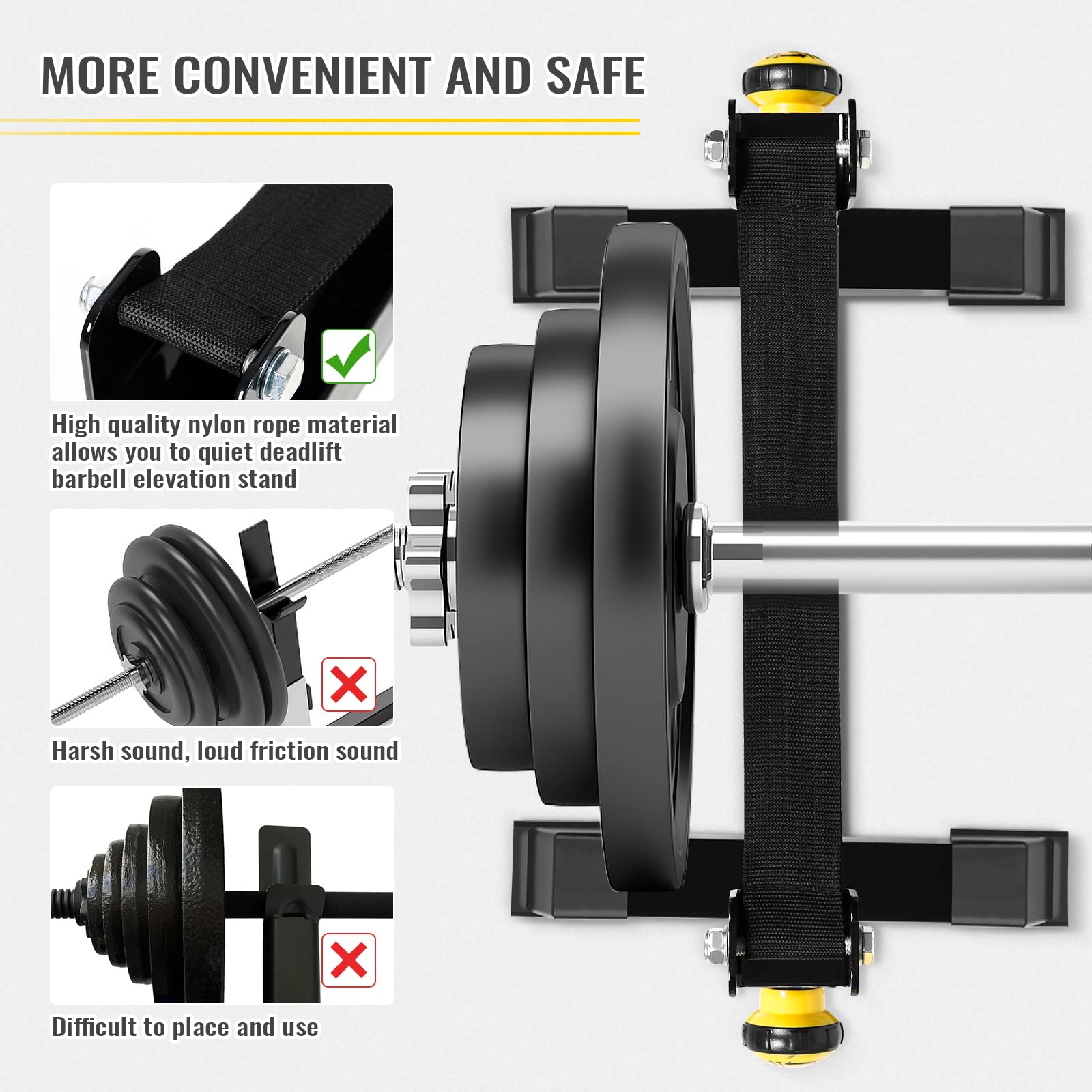 Heavy Duty Deadlift Sling Racks for Home Gym - 5-Level Adjustable Barbell Elevation Stand for Weightlifting Plates | Perfect for CrossFit, Powerlifting & Home Workouts