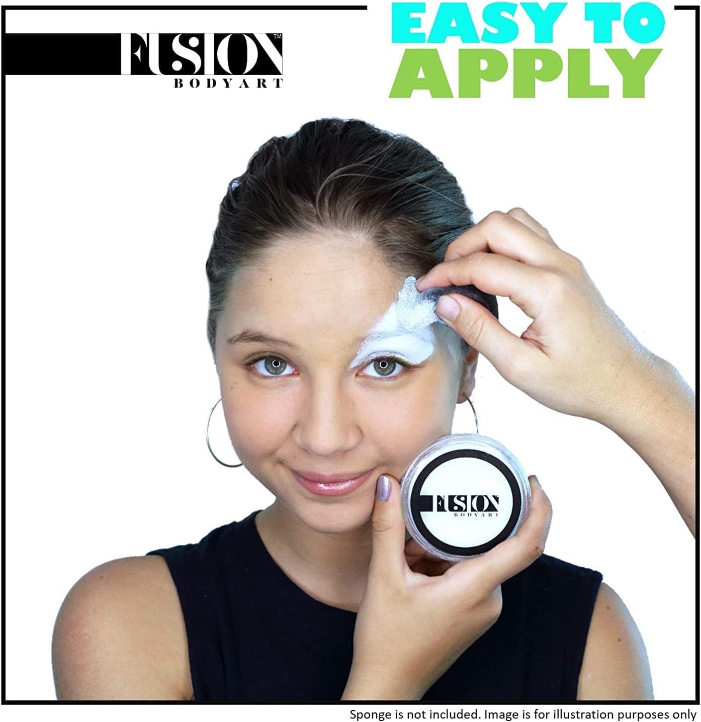 Fusion Body Art Professional Paraffin White Face Paint (32gm) - Water Activated, Hypoallergenic, Non-Toxic, Vegan & FDA Compliant | Perfect for Halloween, Cosplay, Theater & Body Art Makeup