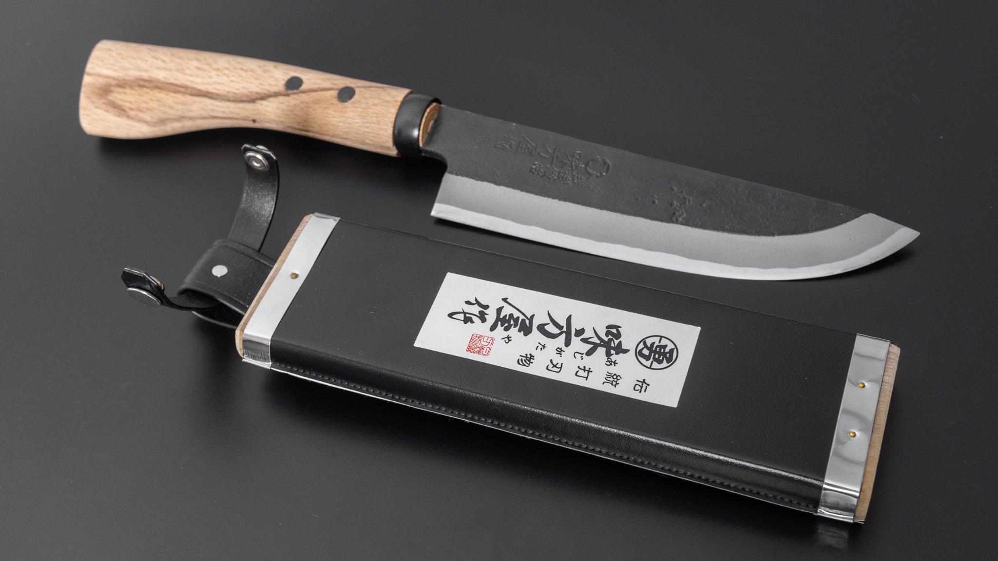 Premium Ajikataya Kengata Hatchet 180mm with Oak Handle - Single Bevel Japanese Axe for Woodworking, Camping & Outdoor Survival