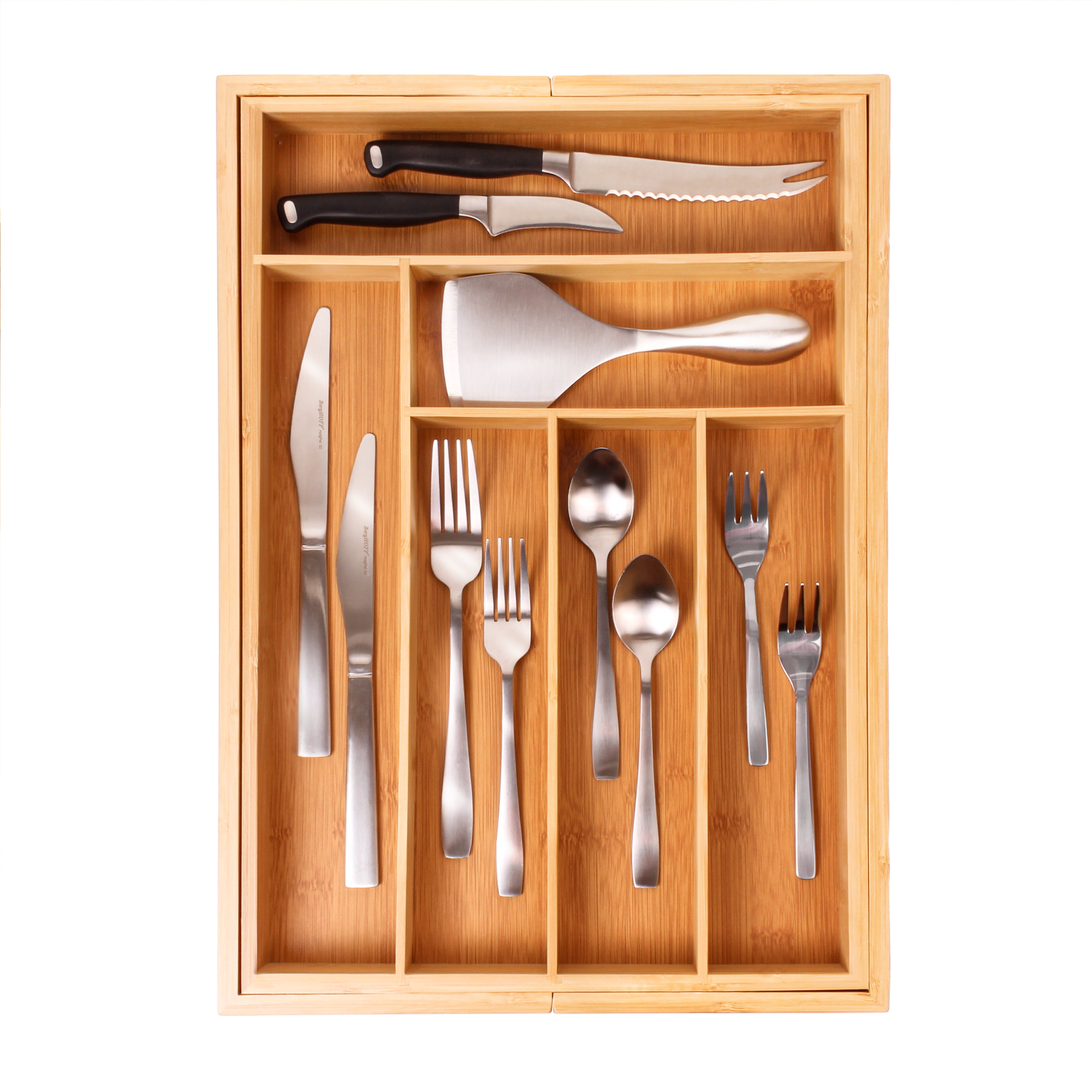 BergHOFF Essentials Flatware Organizer - Expandable 8-Slot Silverware Tray for Kitchen Utensils | Perfect for Drawer Organization in Home & Restaurant Use