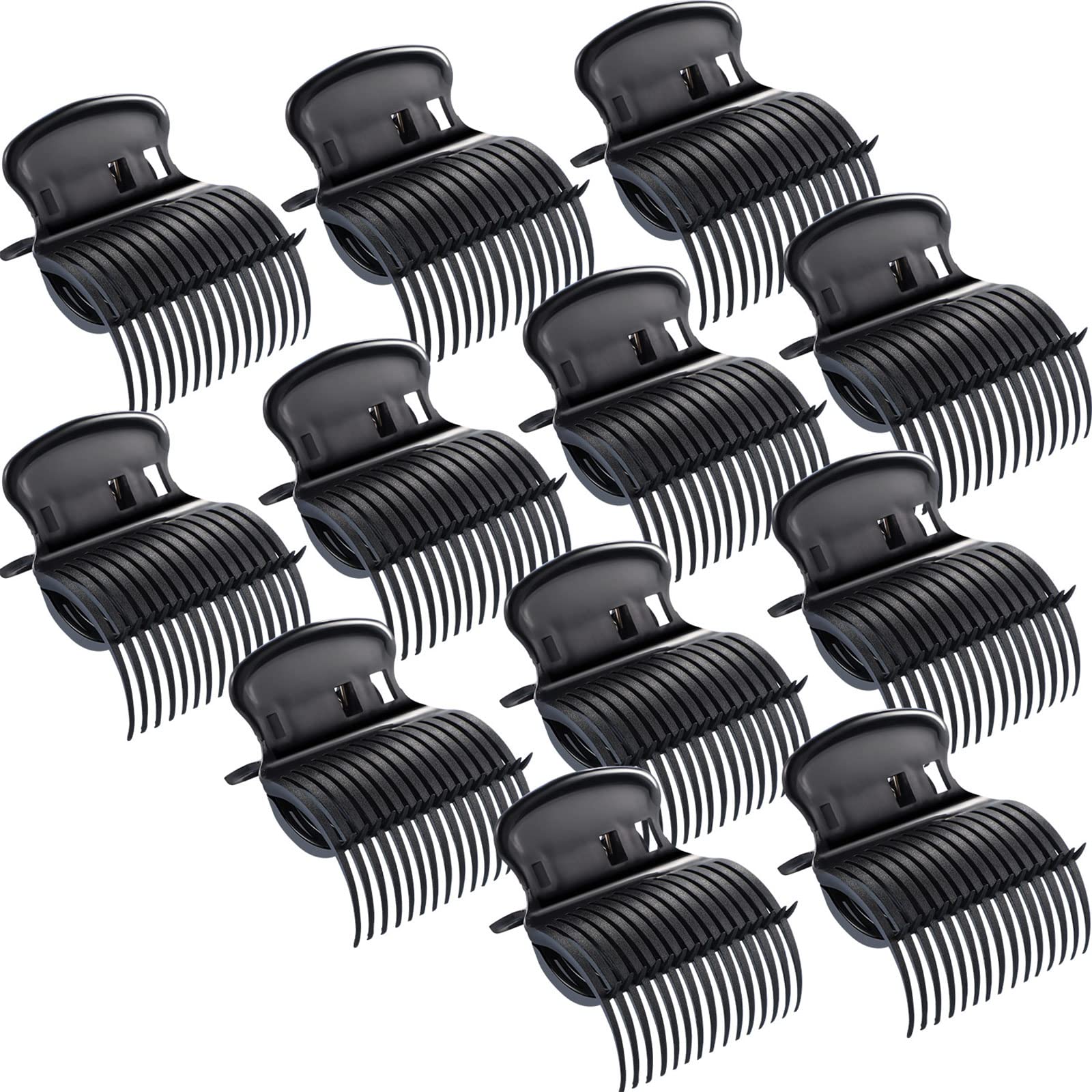 Hot Roller Clips for Hair - 12 Pack Black Hair Curler Claw Clips Replacement for Women & Girls - Perfect for Sectioning, Styling, and Creating Voluminous Curls at Home or Salon