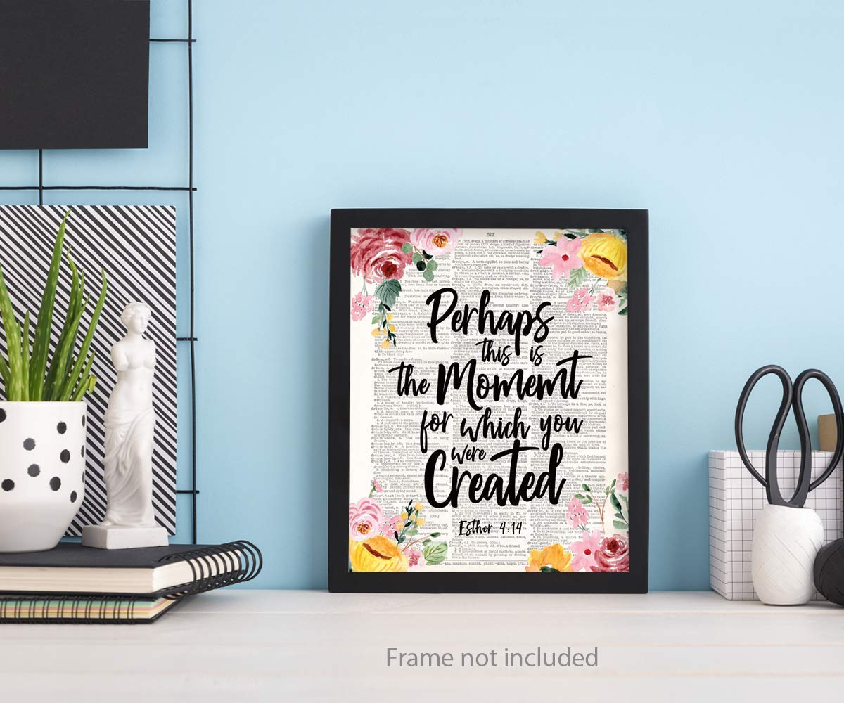 Esther 4:14 Christian Wall Art - Motivational Bible Verse Poster for Home & Office