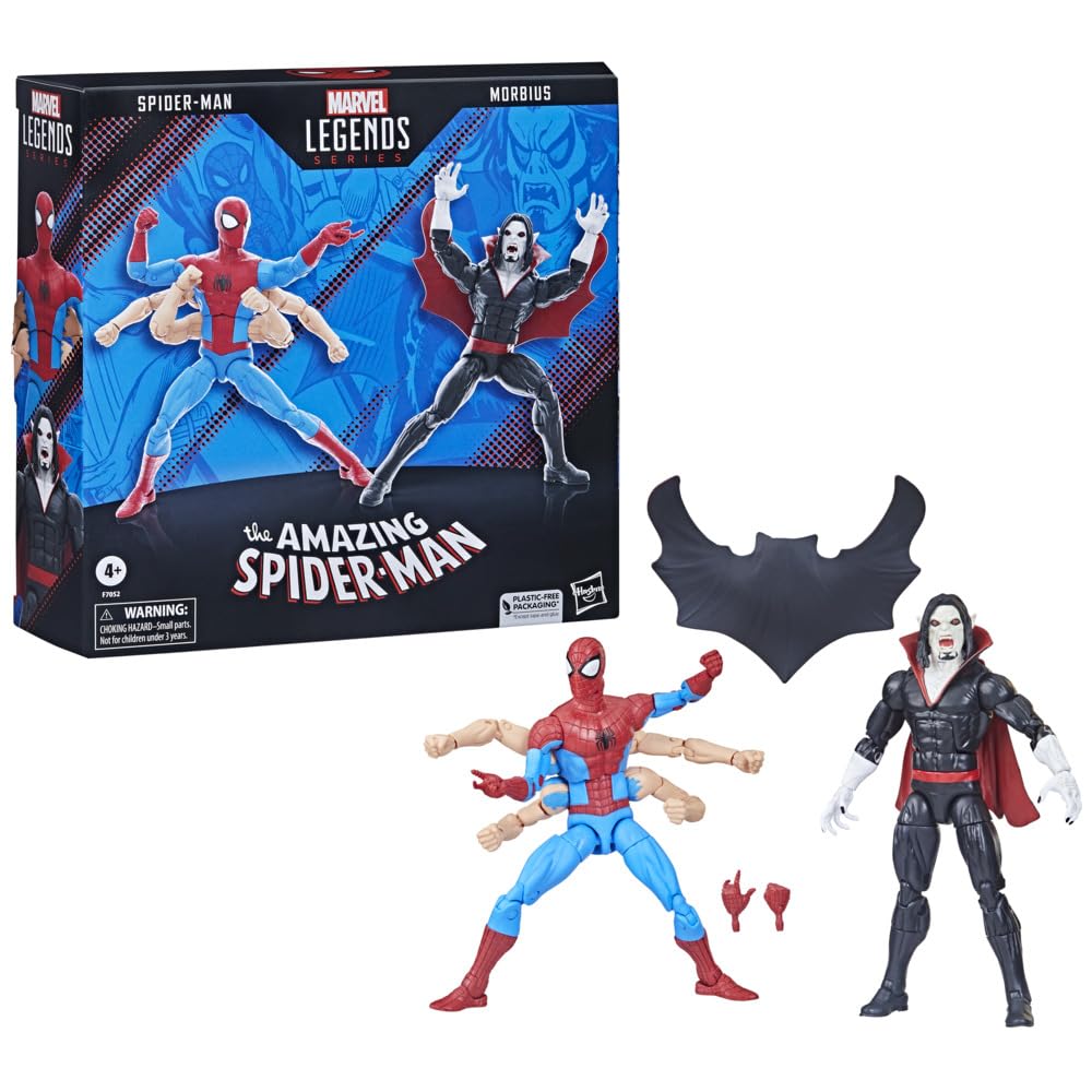 Marvel Legends Amazing Spider-Man & Morbius Action Figure 2-Pack (6-inch/15cm) - Collectible Superhero Toys for Display & Play | Perfect for Marvel Fans & Collectors