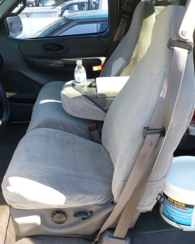 Premium Durafit Seat Covers for 2001-2003 Ford F150 - Custom Fit 40/60 High Back Front Seat Covers in Gray Endura Fabric with Molded Headrests & Console Lid Opening | Includes Seat Belt & Latch Cutouts | Perfect for Truck Protection & Comfort During Commutes, Road Trips & Off-Road Adventures