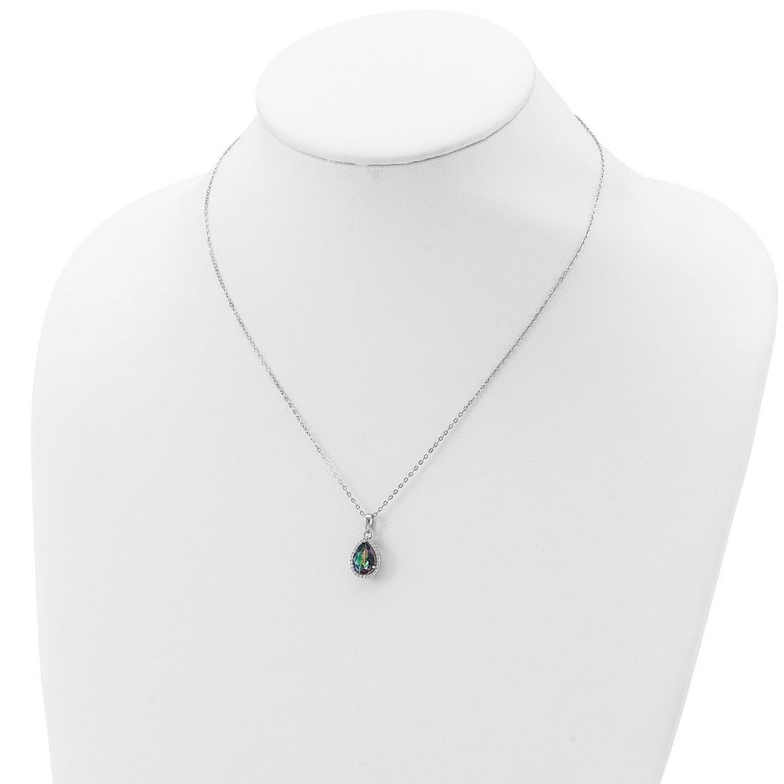 925 Sterling Silver Spring Ring Necklace with Mystic Topaz & Cubic Zirconia | 18 Inch Simulated Diamond Pendant for Women | Perfect for Weddings, Parties & Everyday Elegance
