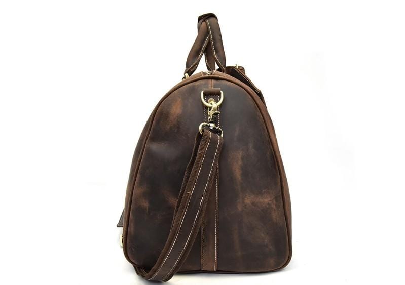 Vintage Large Brown Leather Travel Bag Luggage Duffle - Stylish Carry-On Duffel for Weekend Getaways, Gym & Business Trips