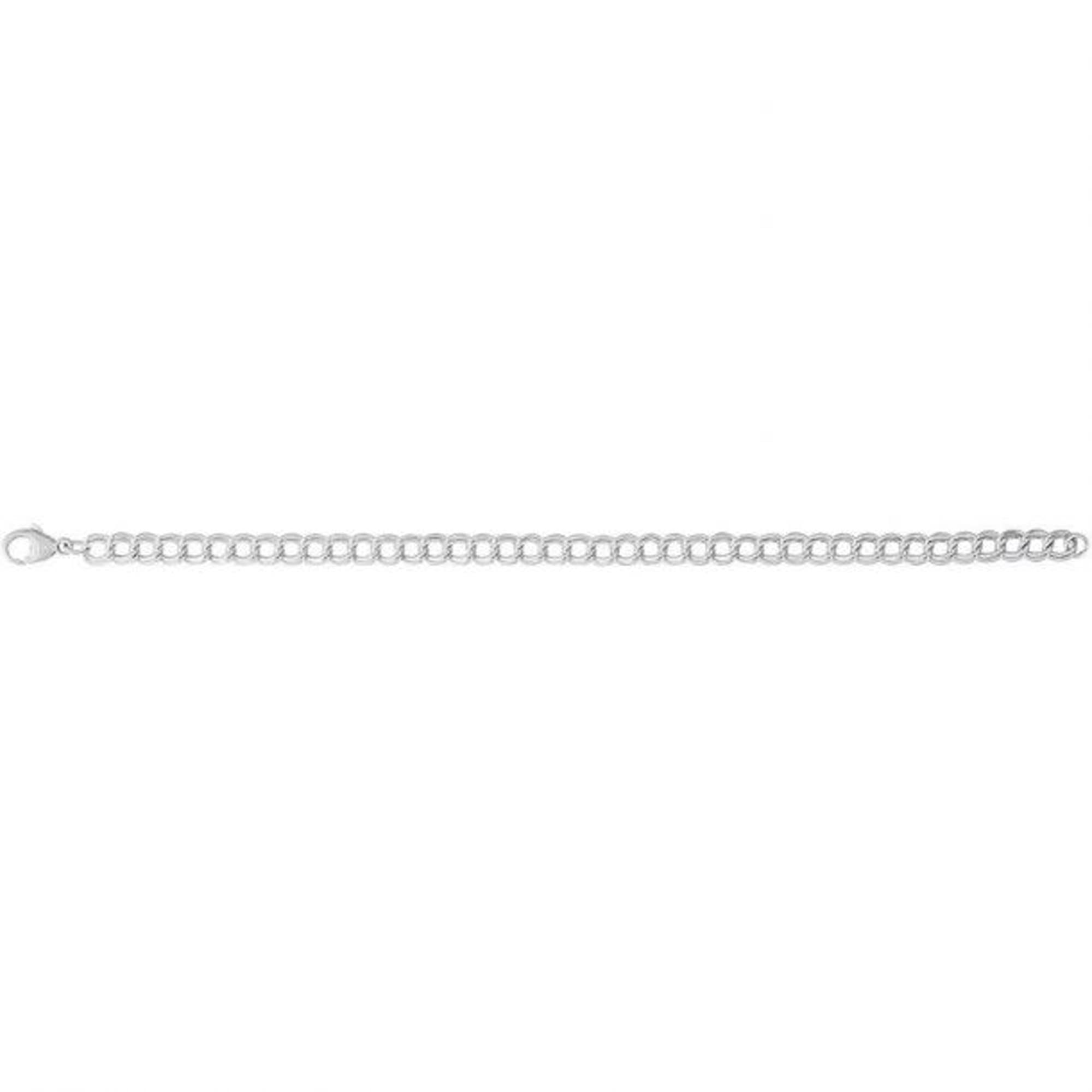 Sterling Silver Small Double Link Dapped Curb Classic Charm Bracelet for Women, 7 Inch Adjustable Bracelet - Perfect for Gifts, Parties, and Everyday Wear