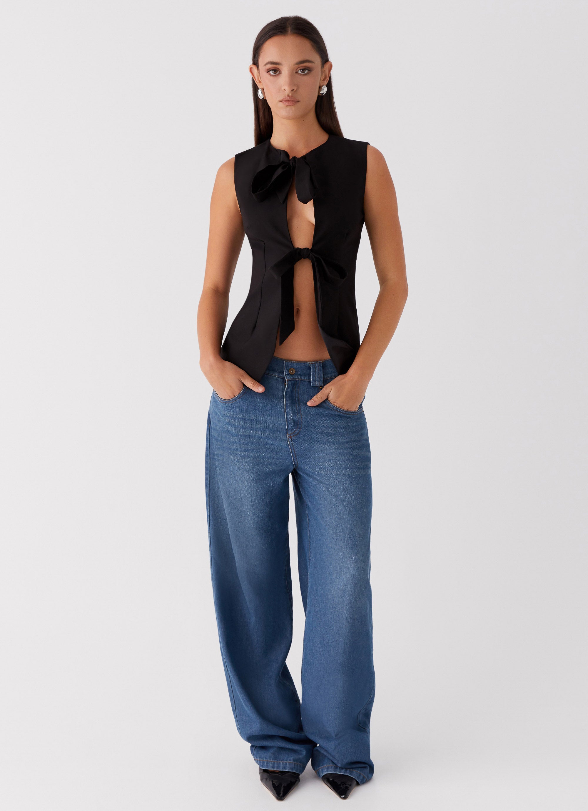 Dottie Tie Top Women's Blouse - Elegant Black Shirt for Casual & Office Wear | Perfect for Work, Date Night & Everyday Outfits