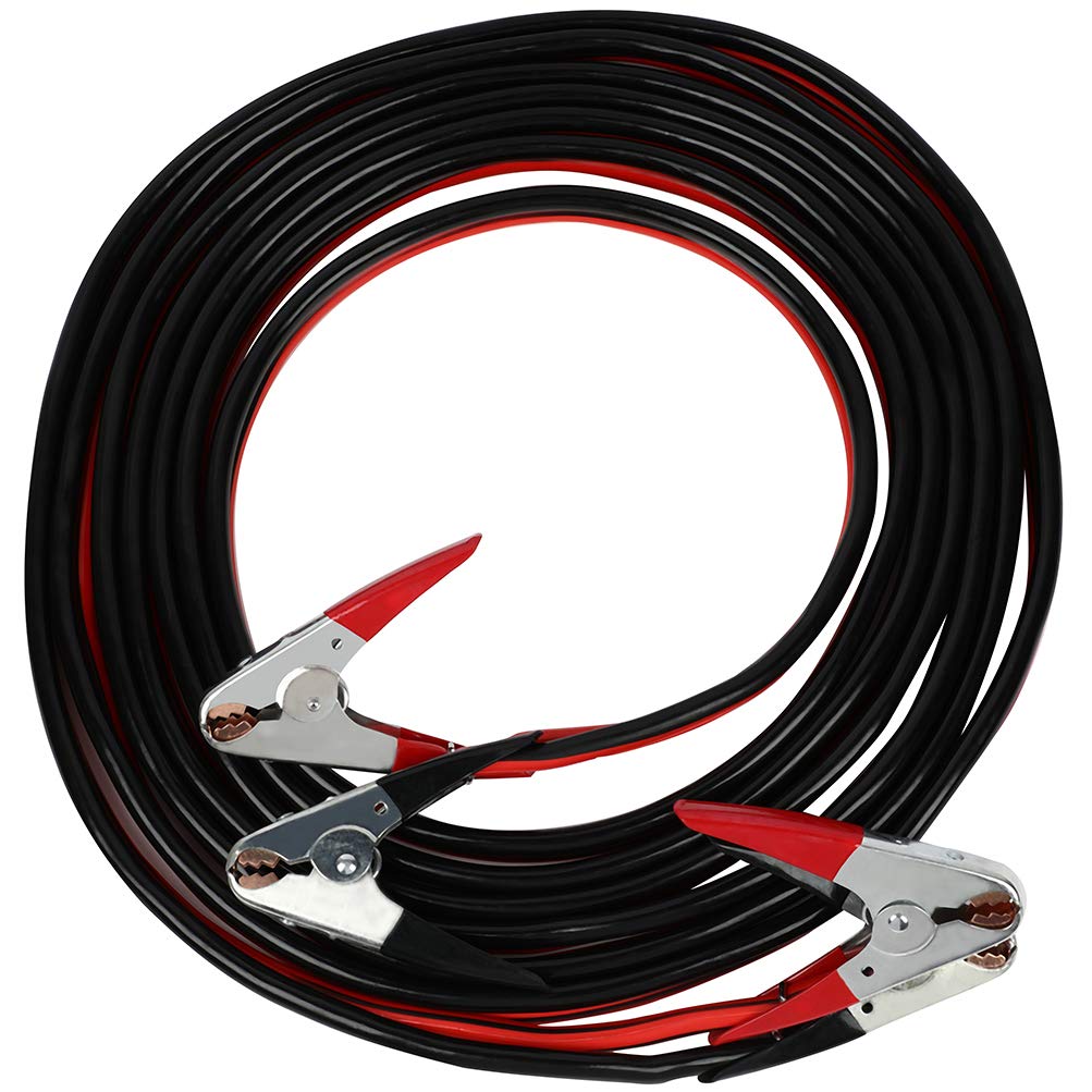 Heavy Duty 1 Gauge 30FT Jumper Cables for Car Battery - Emergency Booster Cable with Tire Repair Kit for Trucks, SUVs, Farm Equipment & Diesel Vehicles - Perfect for Roadside Emergencies and Vehicle Maintenance