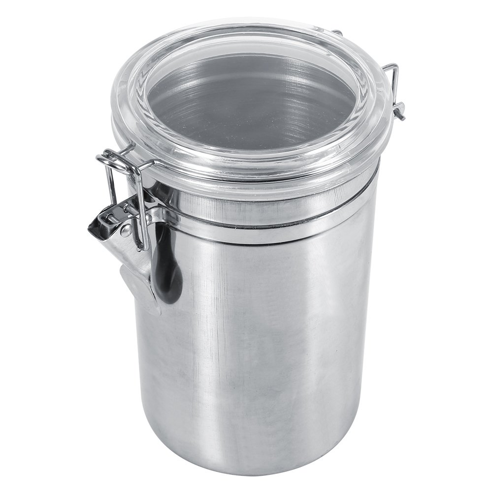 EBTOOLS Airtight Coffee Bean Storage Container - Rust-Resistant Stainless Steel with Transparent Lid & Secure Buckle - Large Kitchen Pantry Organizer for Coffee, Tea, Sugar & Dry Food Storage