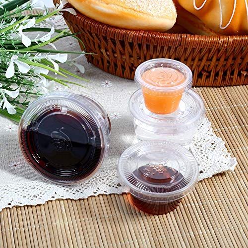 50Pcs Clear Plastic Sauce Cups with Lids - 4oz Souffle Cups for Food Storage, Takeaway, Chutney & Hot Sauces - Perfect for Restaurants, Catering & Home Meal Prep