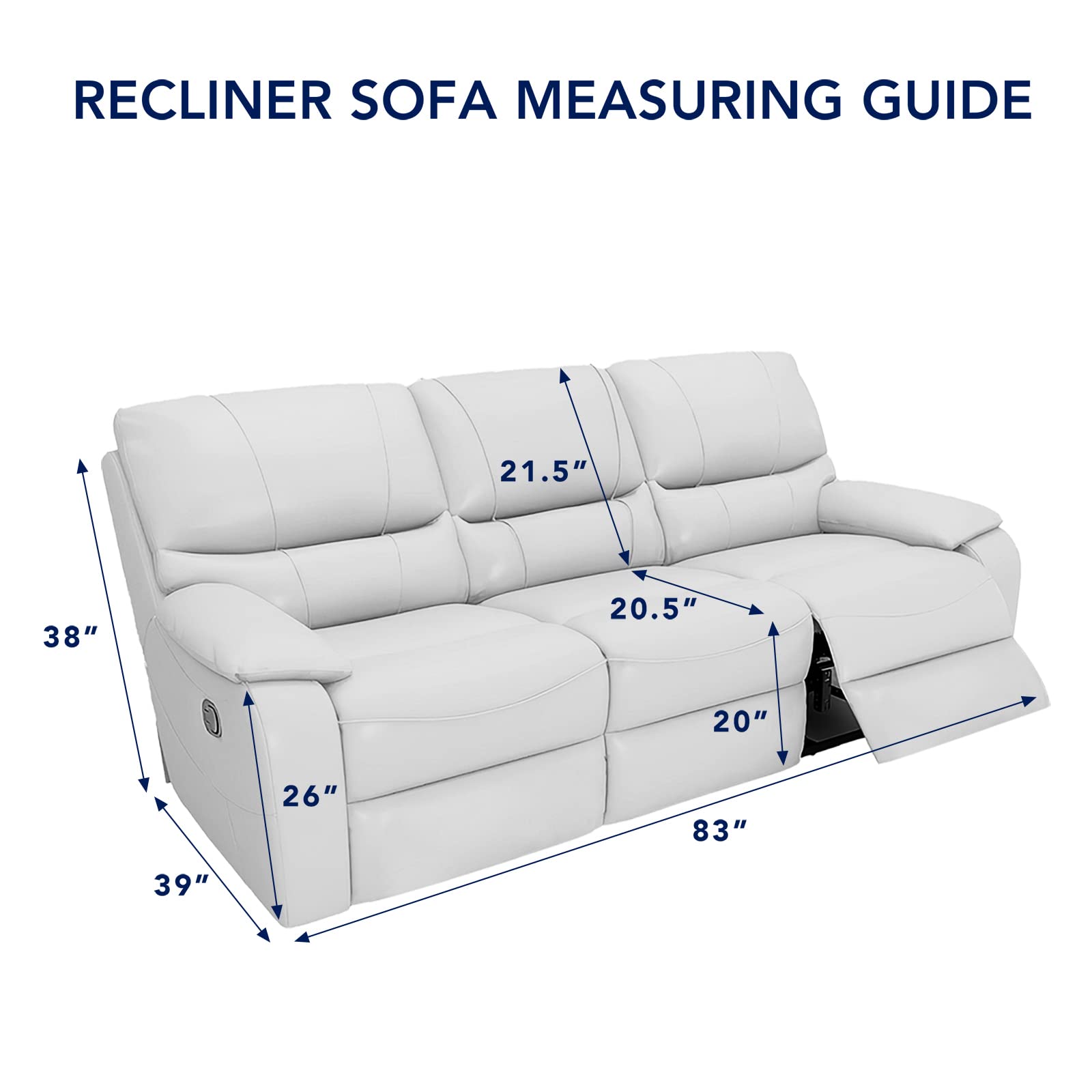 PureFit Waterproof Reversible 3-Seater Recliner Sofa Cover - Non-Slip Split Design for Reclining Couches, Washable Furniture Protector for Pets & Kids (White/White) | Perfect for Living Rooms, Family Gatherings & Pet-Friendly Homes