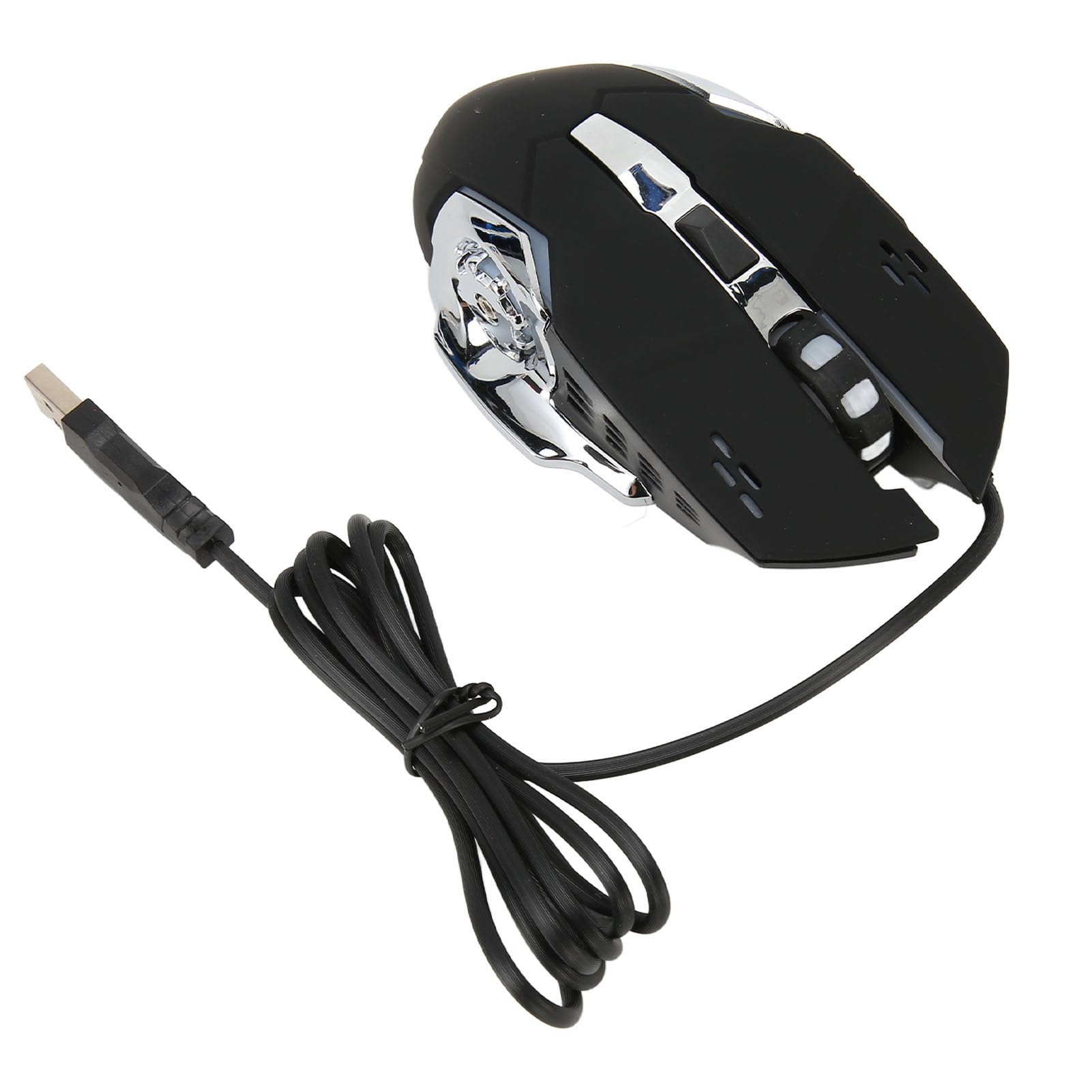 KIMISS RGB Wired Gaming Mouse - 6 Buttons, 4 Adjustable DPI (1200/1600/2400/3600), Ergonomic USB Optical Computer Mouse with White Audible Click - Perfect for PC Gaming, Office Work & Home Use (Black Version)