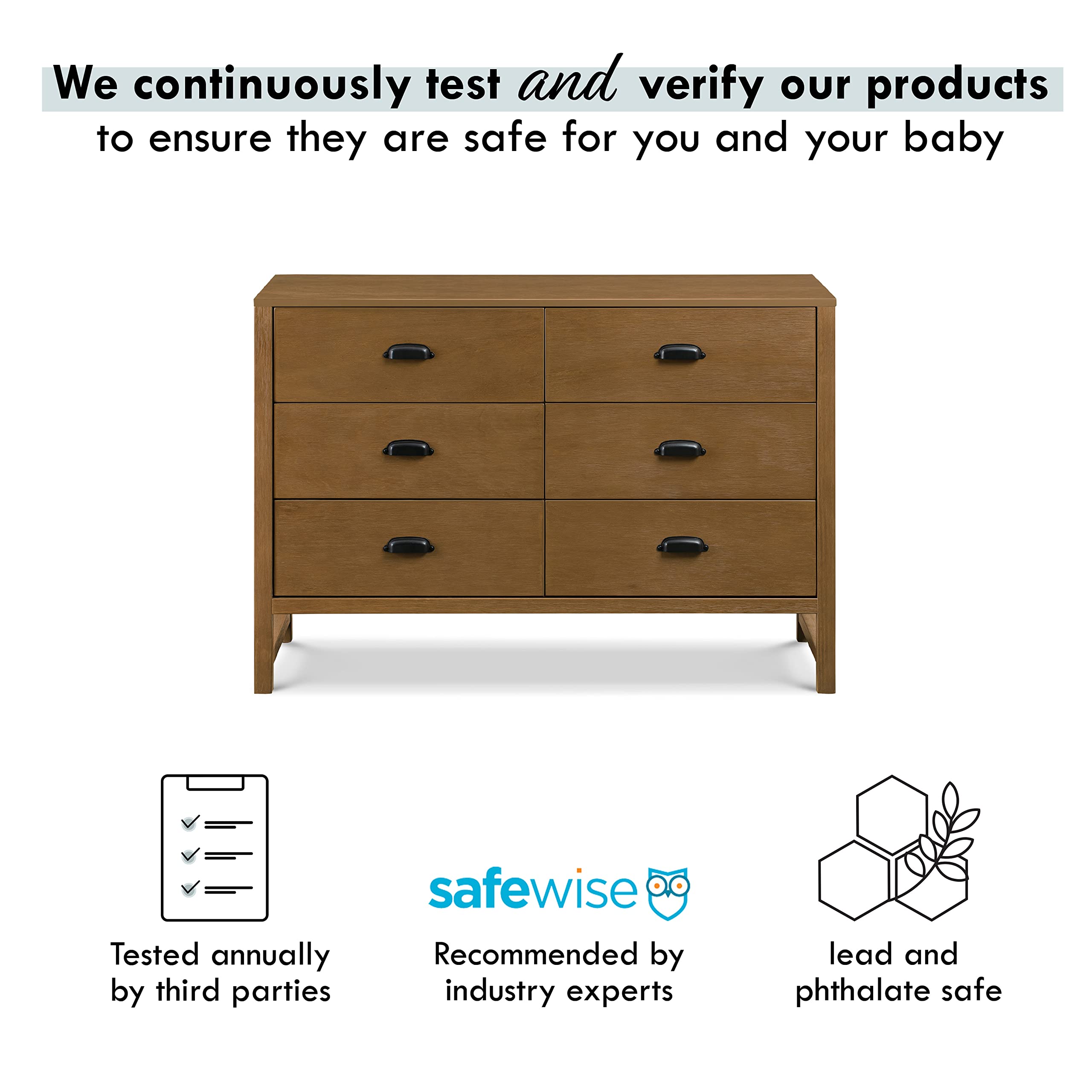 DaVinci Fairway 6-Drawer Solid Wood Dresser - Sturdy Bedroom Storage Furniture for Master Bedroom, Guest Room & Nursery Organization