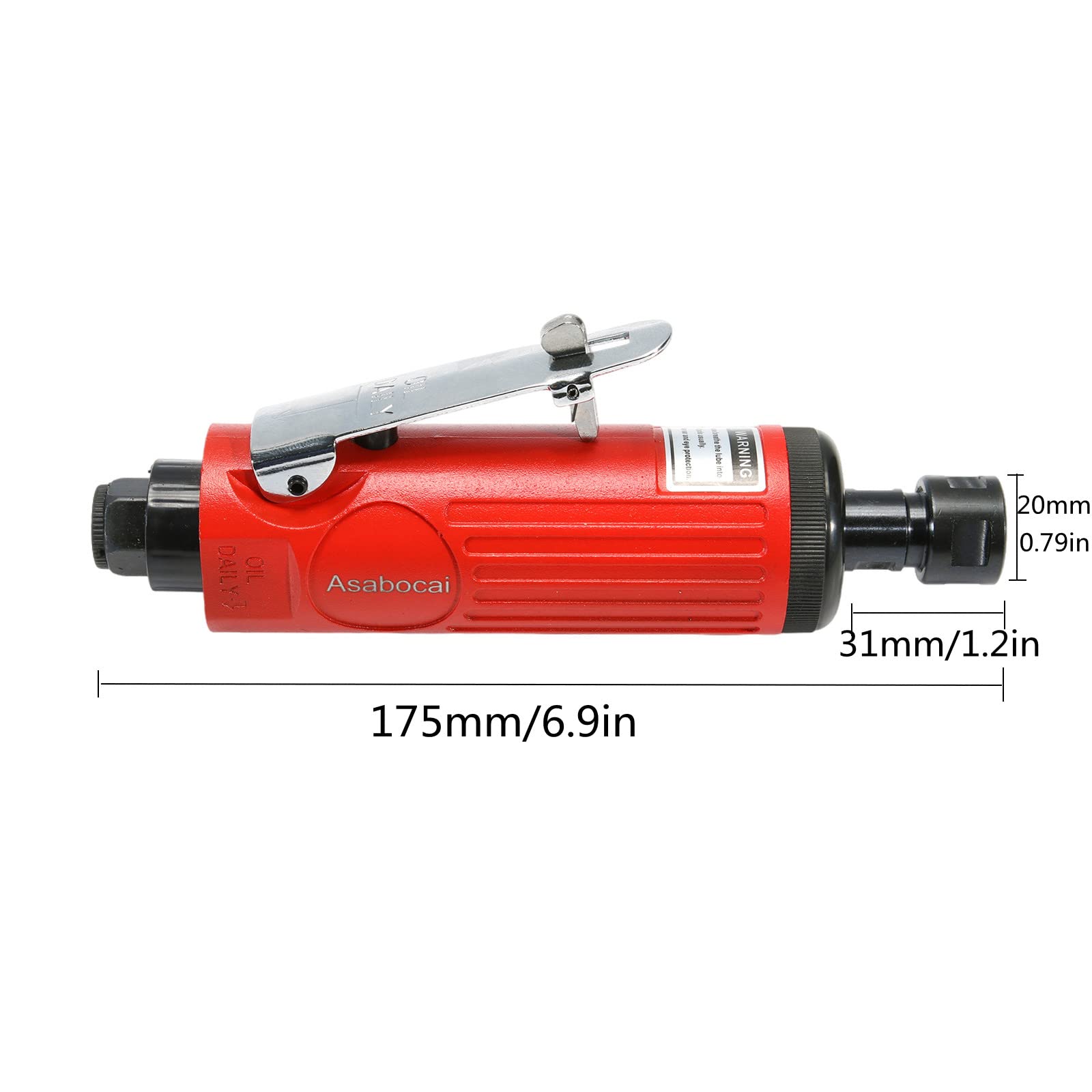 1/4 Inch Industrial Air Powered Die Grinder Kit - 22000 RPM High Speed Pneumatic Straight Grinder with 1/4