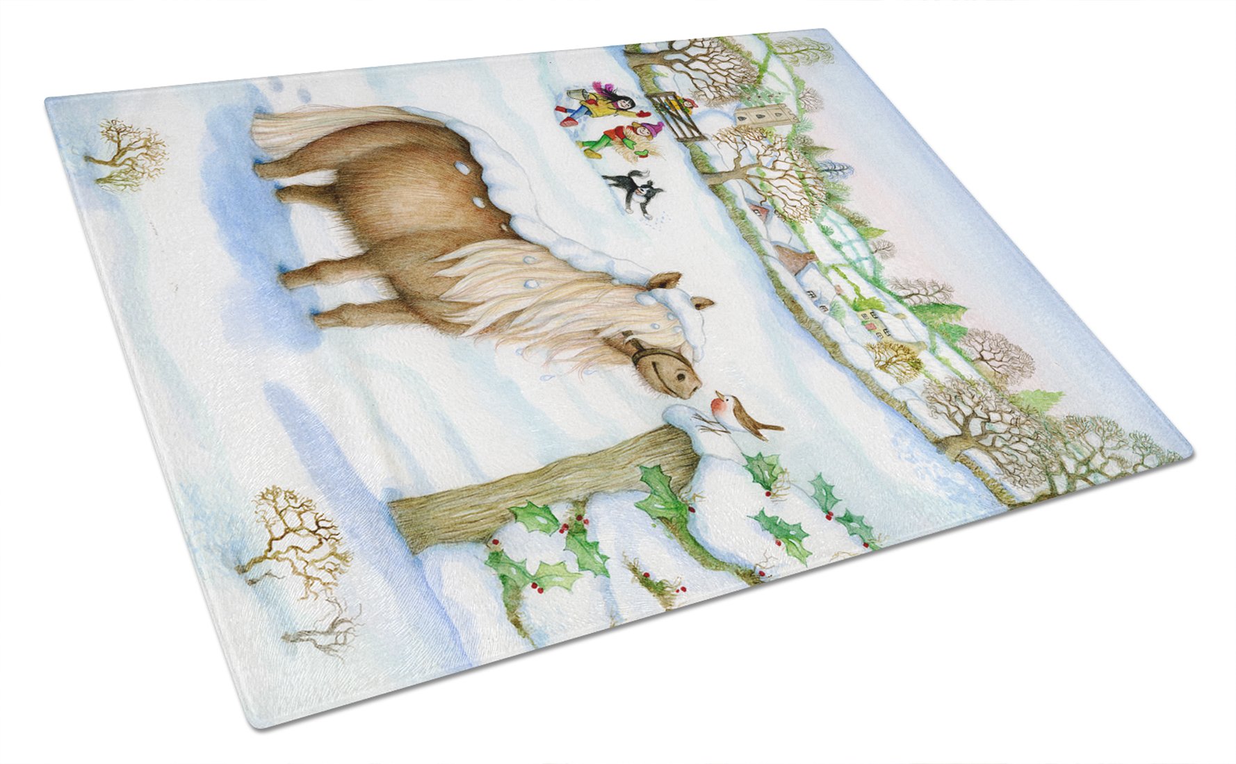 Caroline's Treasures Large Decorative Tempered Glass Cutting Board - Shetland Horse Design, Durable Kitchen Chopping & Serving Board for Meat, Vegetables, Cheese - Perfect for Entertaining & Holiday Gifts