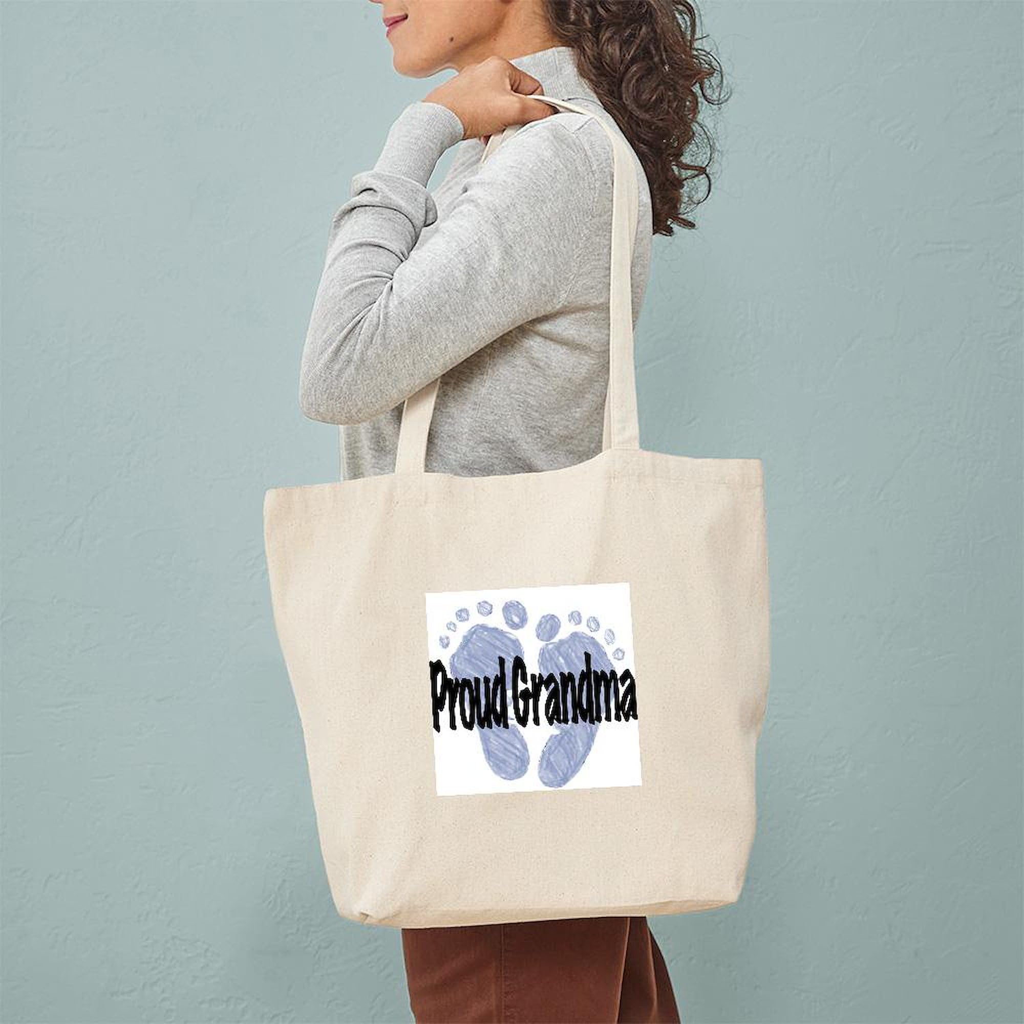Proud Grandma (Boy) Tote Bag - Natural Canvas Reusable Shopping Bag for Groceries, Beach & Everyday Use | CafePress