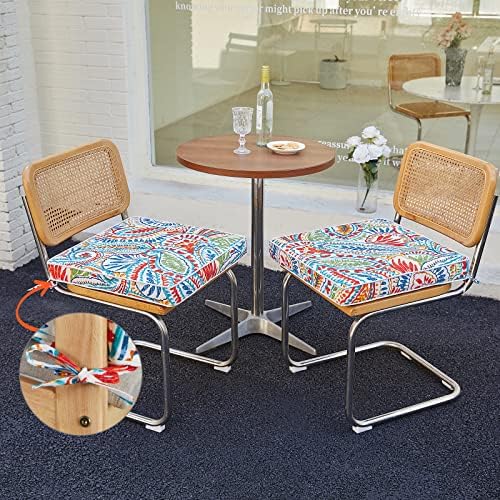 JMGBird Outdoor Chair Cushions Set of 4 - Waterproof 19x19 Inch Patio Seat Cushions with Ties - Durable & Comfortable for Garden, Deck, Poolside, and Outdoor Furniture