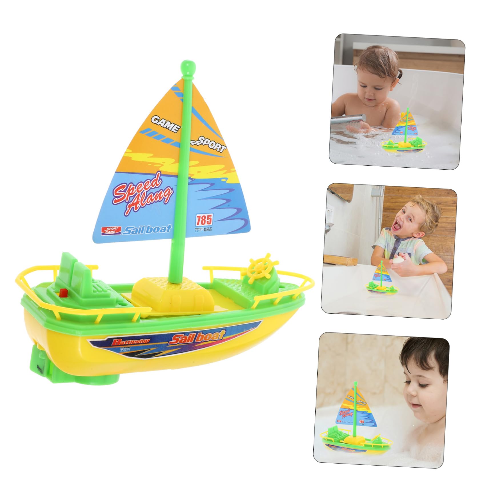 VICASKY 5-Piece Bath Speed Boat Toy Set - Colorful Sailboat & Water Play Toys for Kids - Durable Plastic Bathtub Toys for Toddlers & Children - Fun Bath Time & Pool Play Accessories