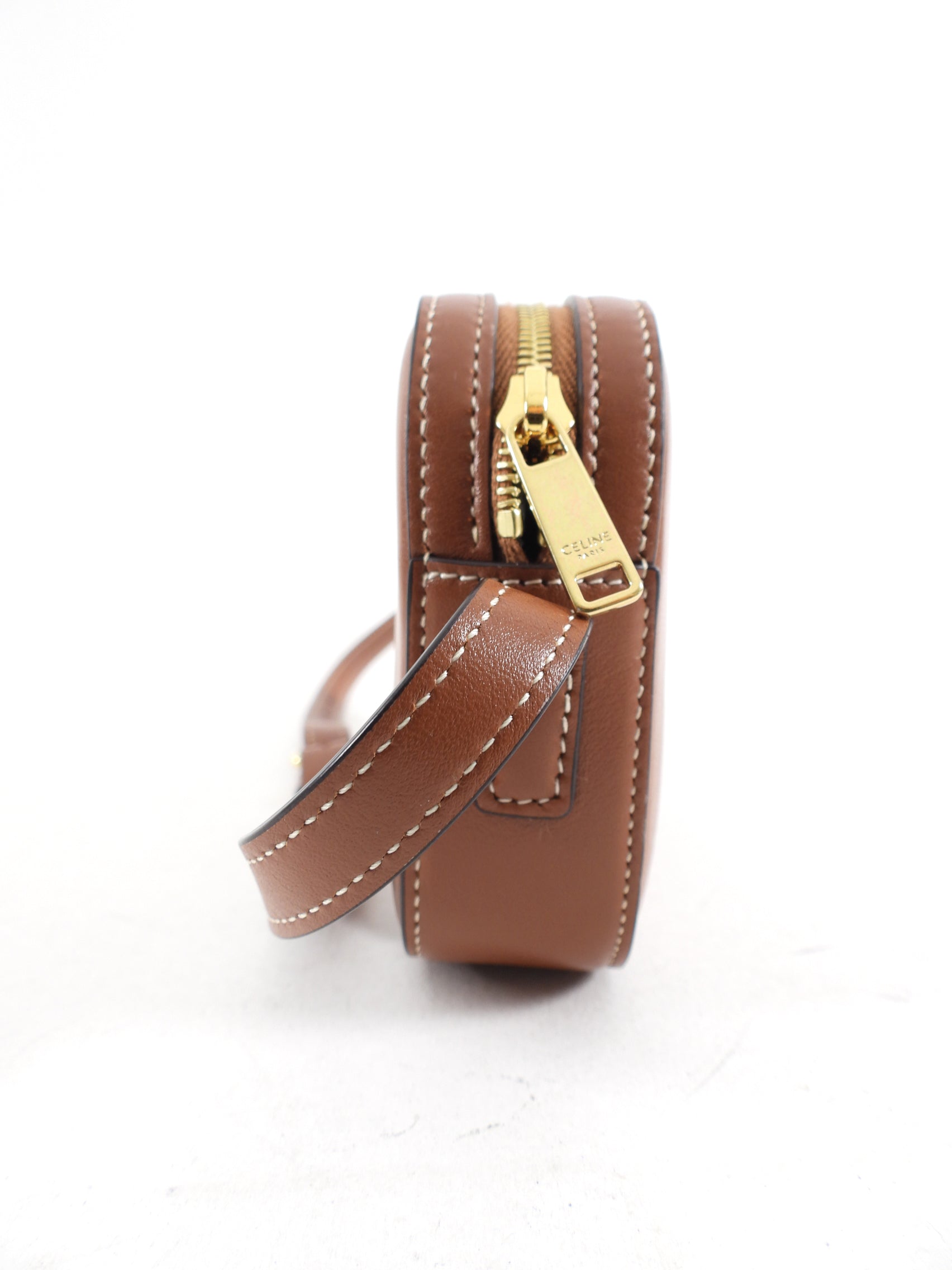 Celine Brown Mini Camera Triomphe Shoulder Bag for Women | Genuine Leather Crossbody Purse | Perfect for Date Night, Travel & Everyday Use