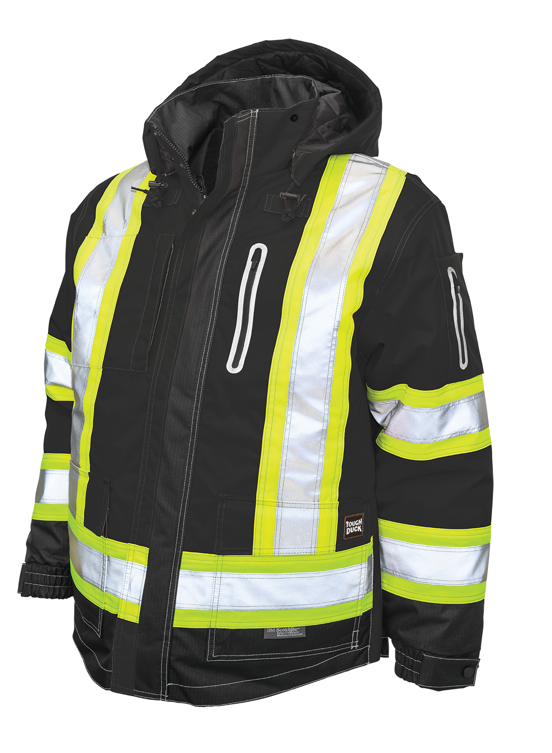 Tough Duck 4-in-1 High Visibility Safety Jacket S187 - Reflective Work Vest for Construction, Road Workers & Outdoor Activities