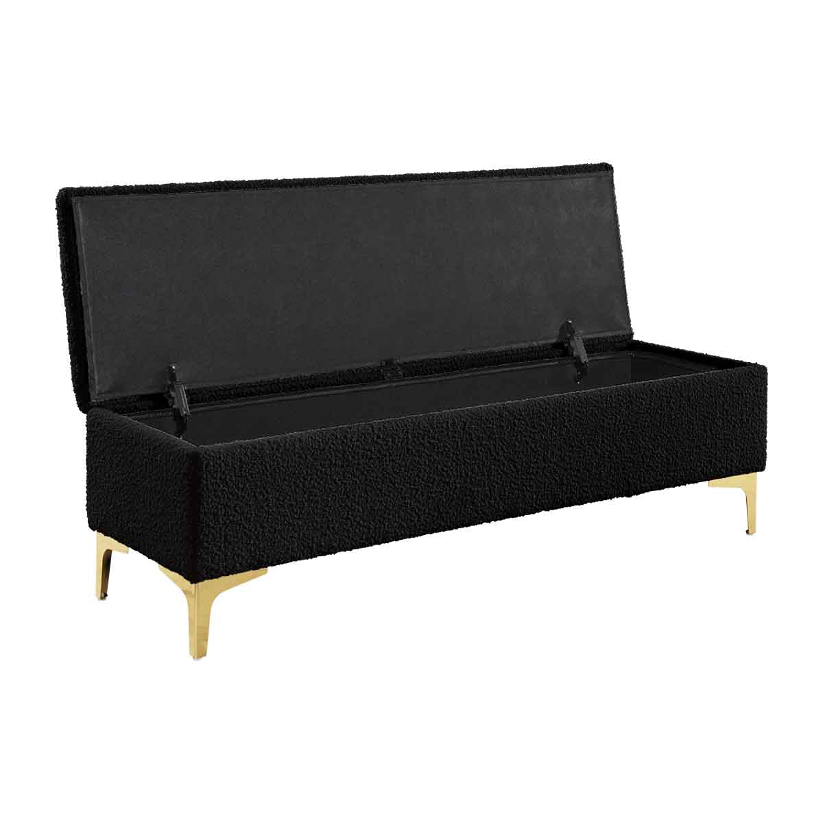 Georgia Boucle Storage Bench - Upholstered Ottoman with Removable Cushion for Entryway, Bedroom & Living Room - Stylish & Functional Home Decor
