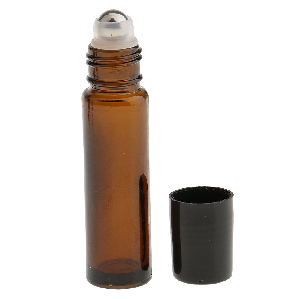 LOSA 6-Pack 10ml Empty Glass Roll-On Bottles for Essential Oils & Perfumes - Dark Brown - Perfect for DIY Aromatherapy, Travel & Gift Making