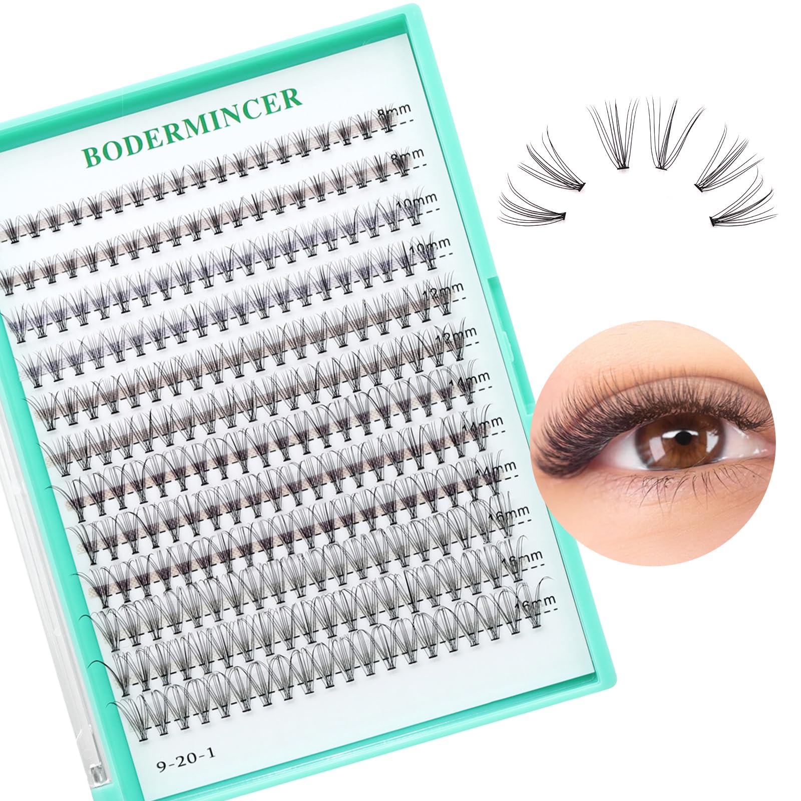 Bodermincer Black & Colored Cluster Lashes 240pcs - 20D/40D DIY Eyelash Extension Kit with D Curl Long Individual Lashes - Faux Mink Lash Clusters 8-22mm (10D 8-10-12-14-16mm Mix) - Perfect for Professional Salons, Bridal Makeup & Home Use