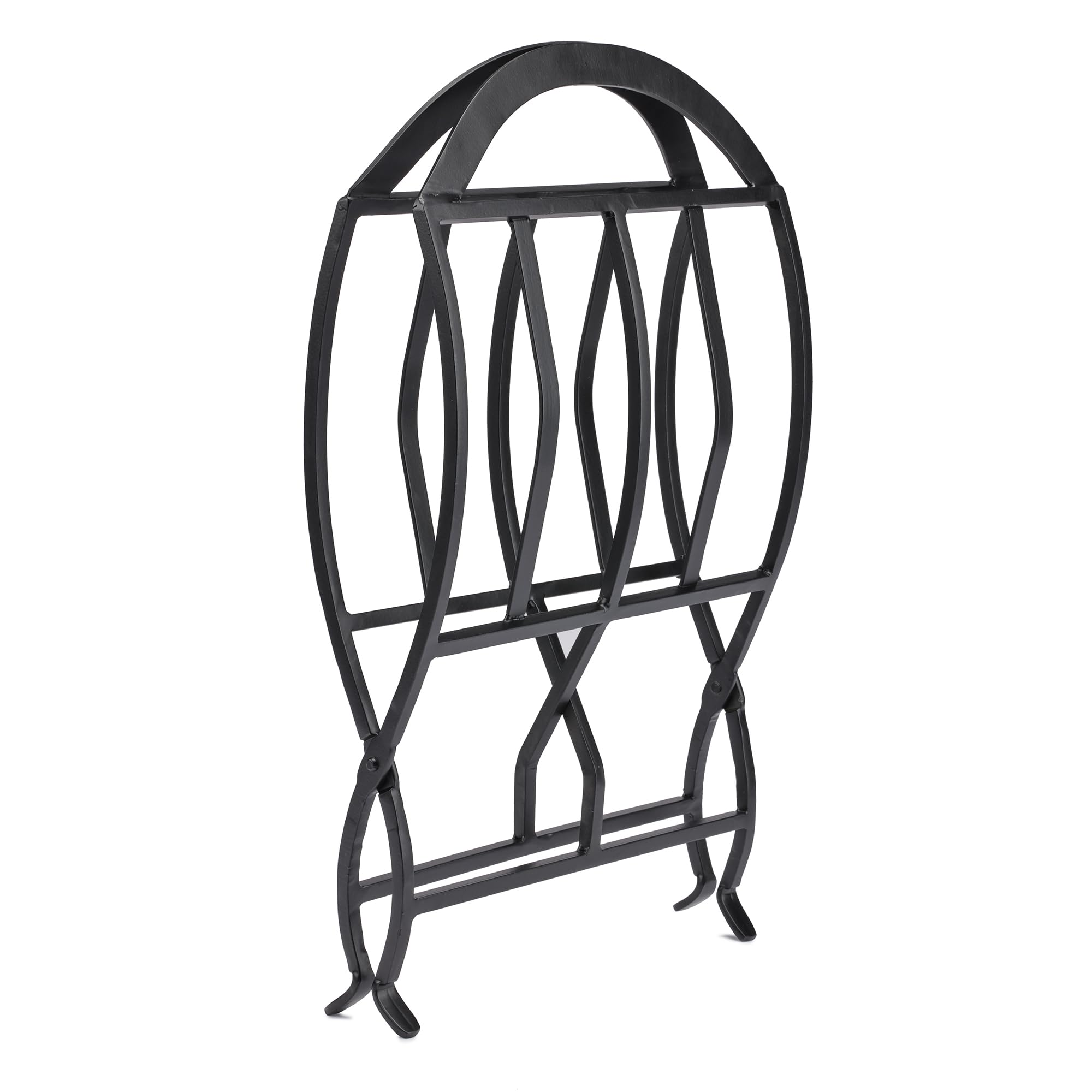 Uniflame W-1038 Black Wrought Iron Firewood Log Rack - Outdoor Firewood Storage for Fireplace, Camping, and Patio Use