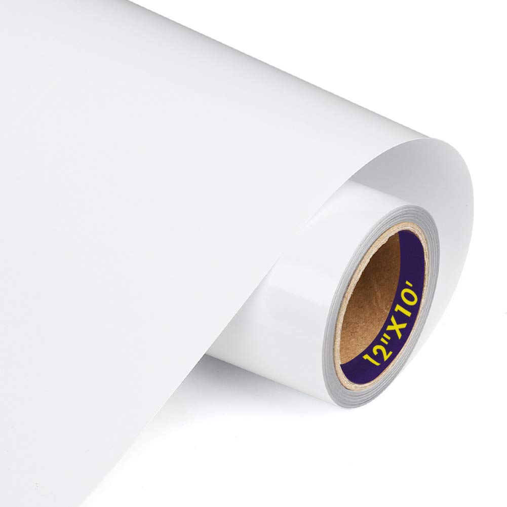 TransWonder White Heat Transfer Vinyl (HTV) - 12x10 Inch Matte Iron-On Vinyl for Cricut Air & Maker - Perfect for DIY T-Shirts, Tote Bags & Custom Apparel Projects