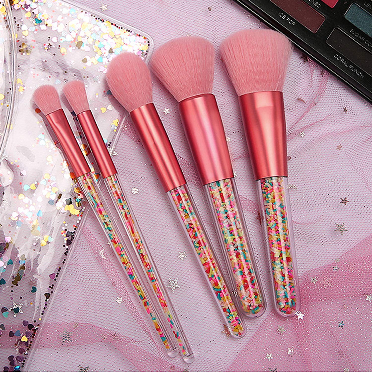 Premium 5-Piece Makeup Brush Set - Soft Candy Pink Cosmetic Brushes for Blush, Eyeshadow, Loose Powder & Highlighter | Professional Makeup Tools for Daily Beauty Routine, Travel & Professional Makeup Artists