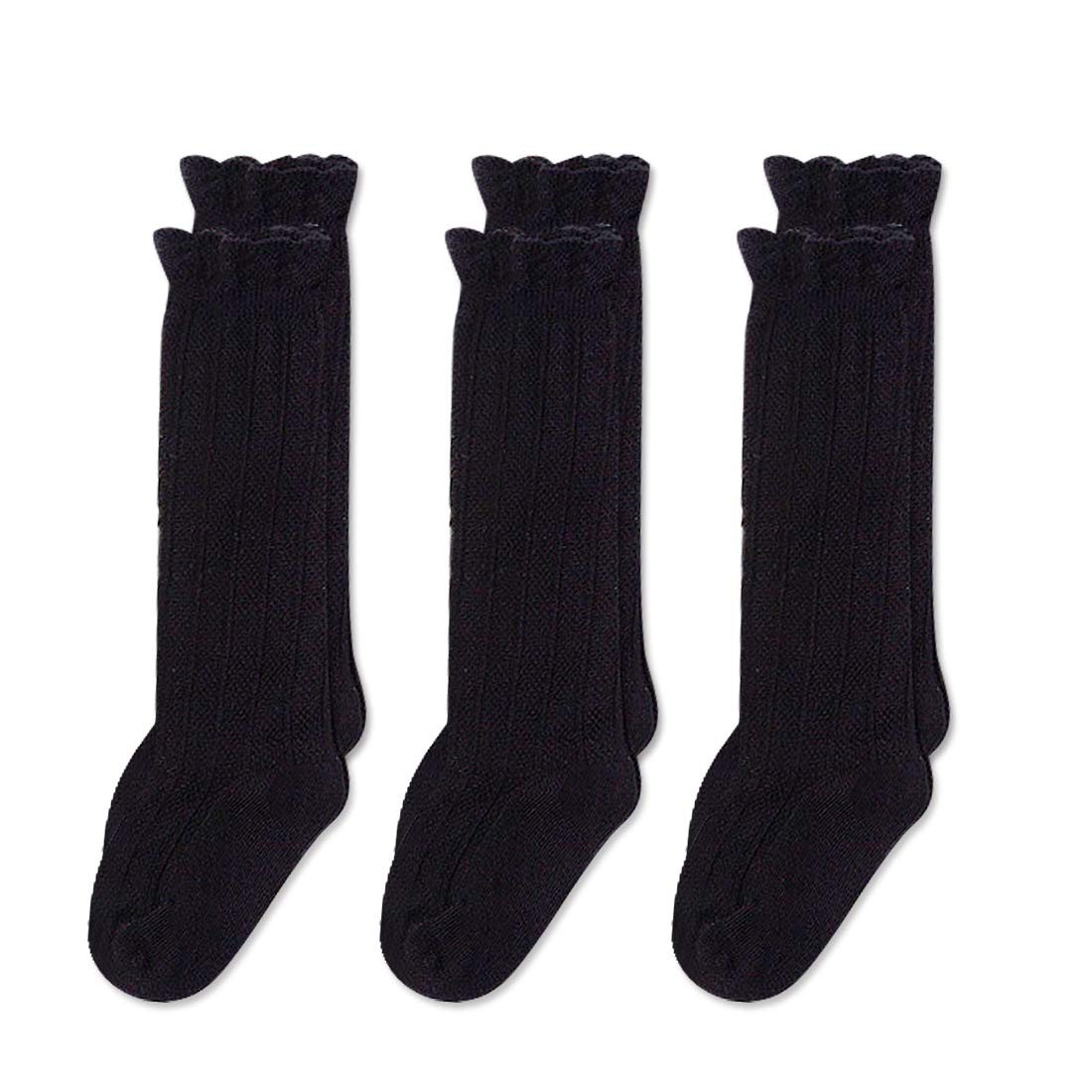 EPEIUS Baby Girls & Boys Knee High Socks - Uniform Tube Ruffled Stockings for Infants & Toddlers (3/5 Pack) - Perfect for School, Parties & Daily Outfits