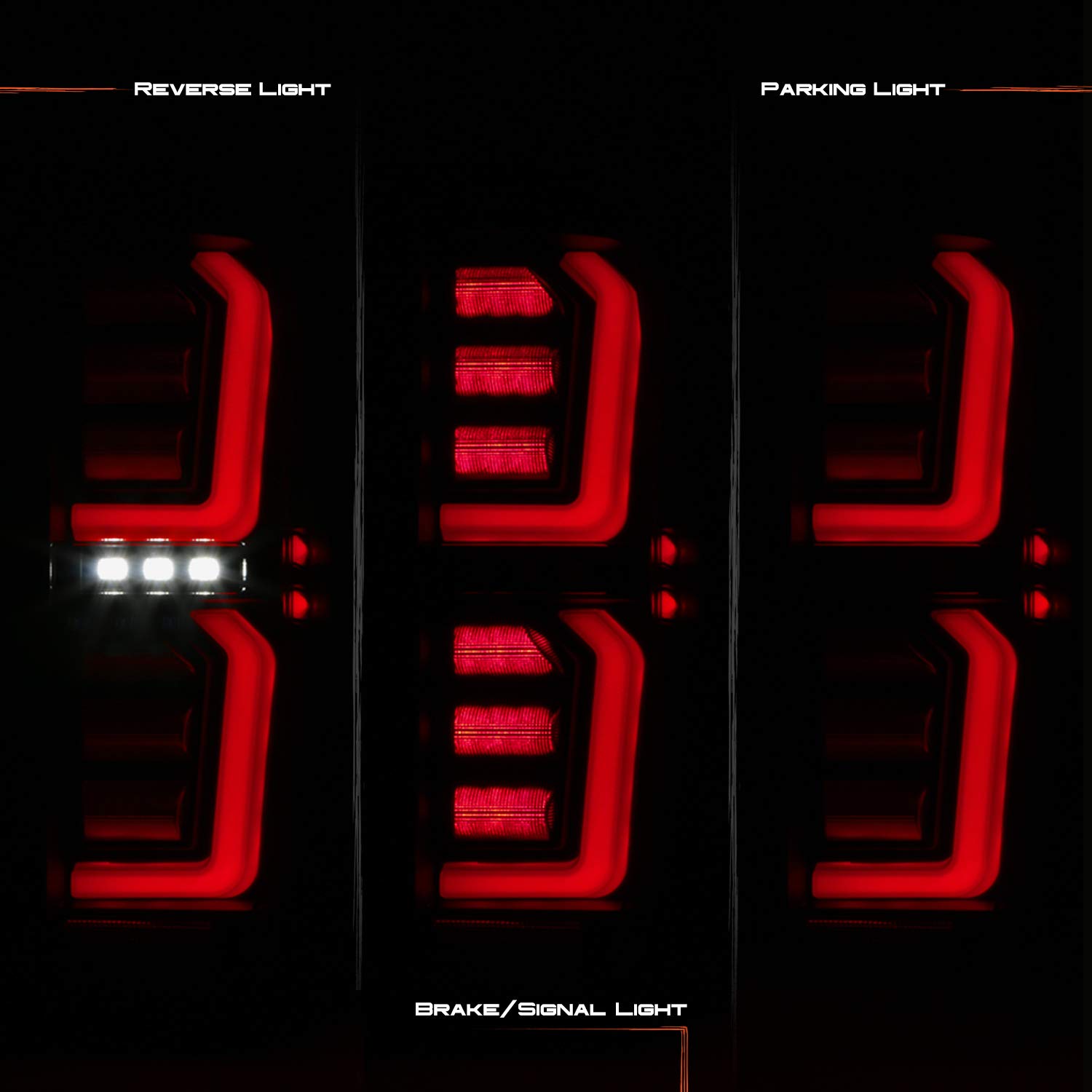 AKKON LED Tail Lights for 2019-2024 GMC Sierra 1500/2500HD/3500HD - Black Tube Bar Style Brake Lamps Pair (Driver & Passenger Side) - Upgrade for Non-LED Models | Enhanced Visibility & Stylish Look for Night Driving & Off-Road Adventures