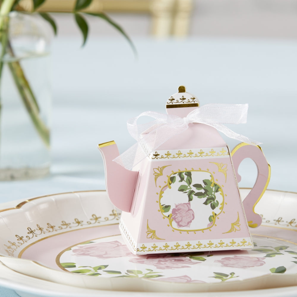 Whimsical Pink Tea Party Favor Boxes - Set of 24 Mini Teapot Gift Boxes for Bridal Showers, Baby Showers & Birthday Parties