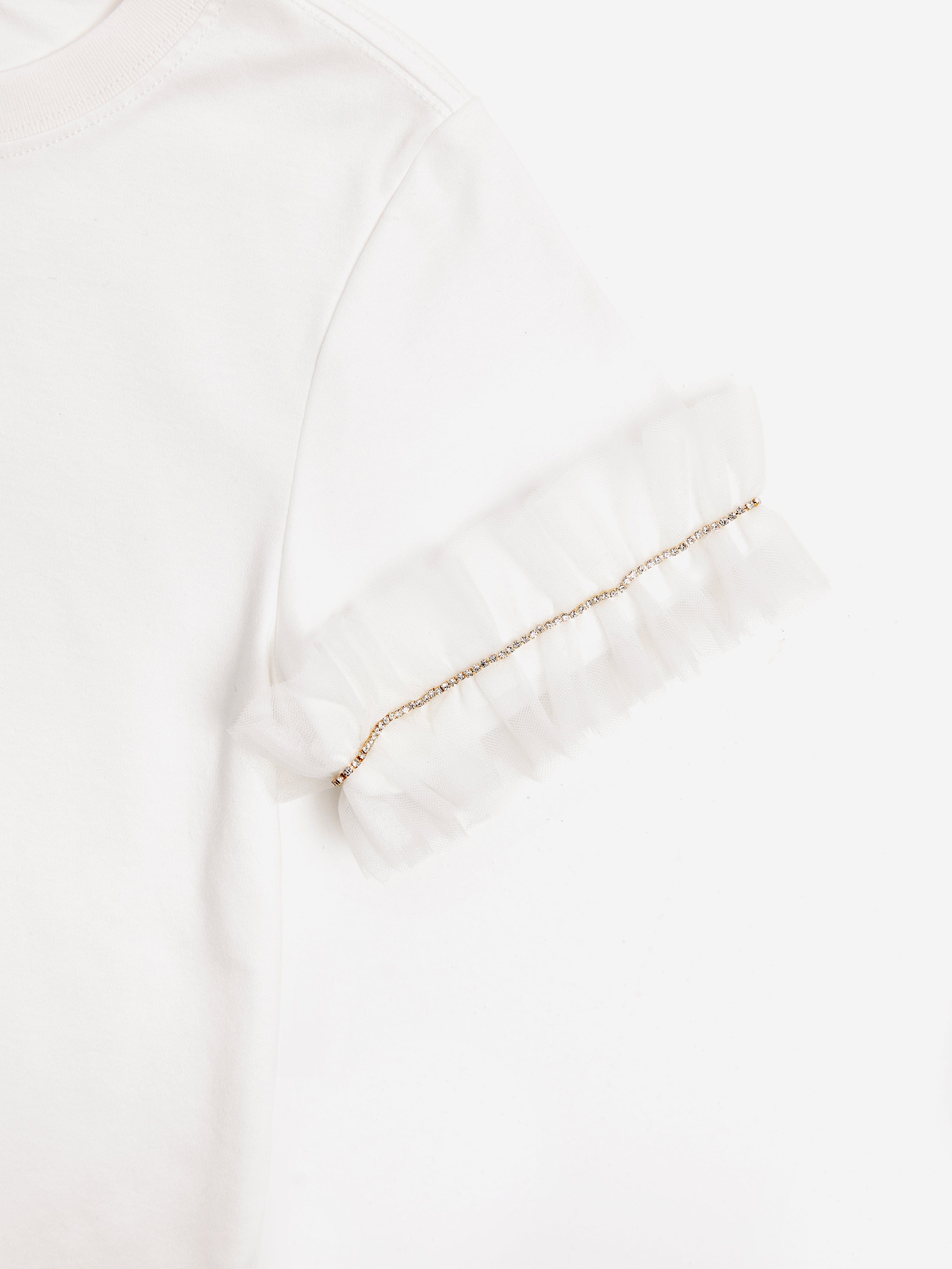 BCBG Girls Ruffle Sleeve White T-Shirt - Cute Casual Top for School, Playdates & Everyday Wear