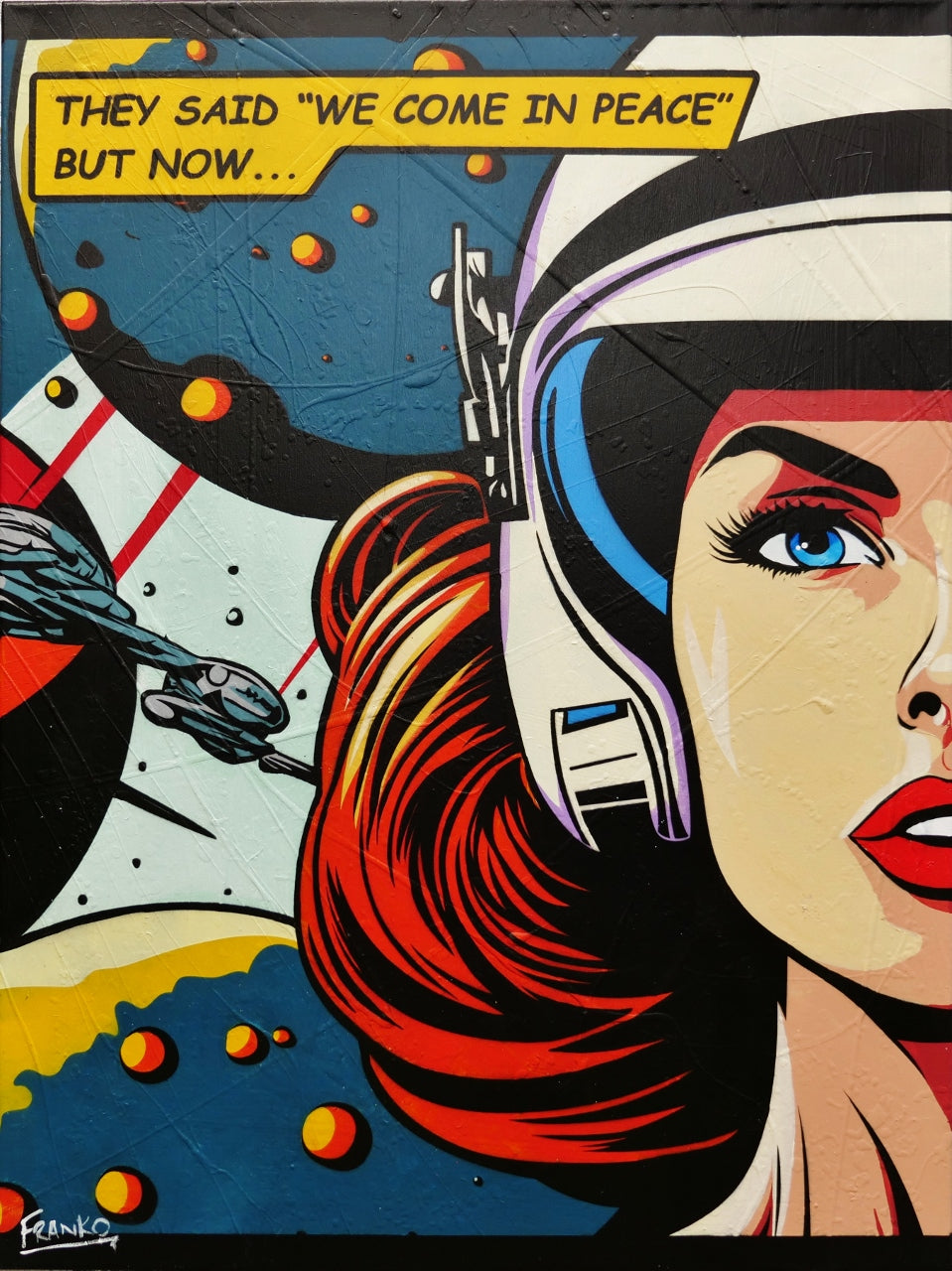 75cm x 100cm Space Cadet Textured Urban Pop Art Canvas Painting - Modern Wall Decor for Living Room, Bedroom & Office