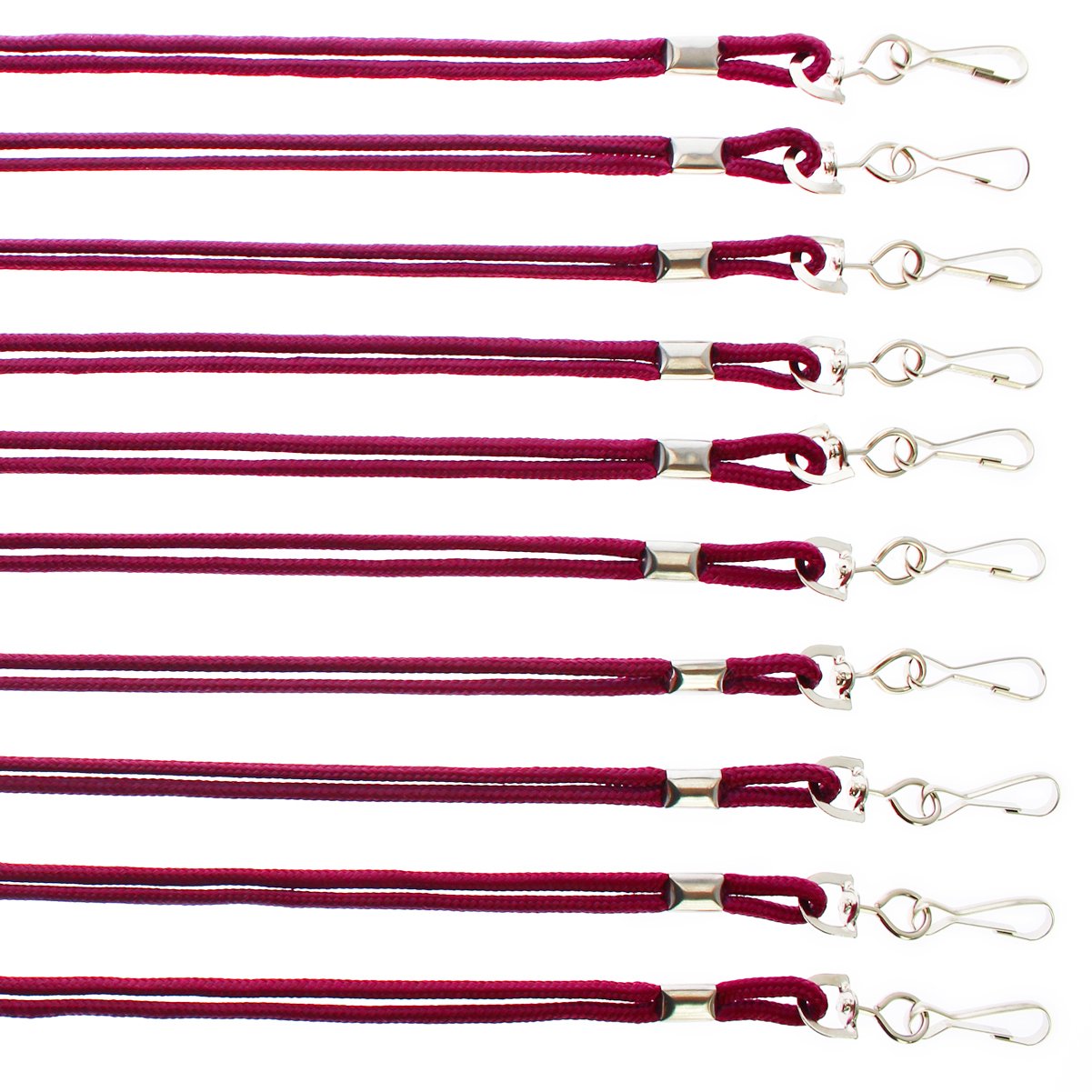 Premium ID Badge Holder Lanyards - 10 Pack with Metal Hook for Work & Events (Maroon)