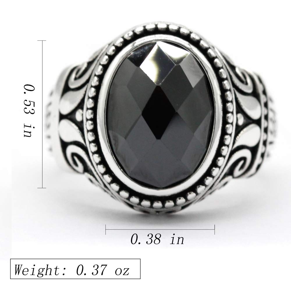 925 Sterling Silver Black Zircon Men's Ring - Simple & Elegant Turkish Jewelry with Natural Gemstone (Size 8-12) | Perfect for Weddings, Anniversaries & Gifts