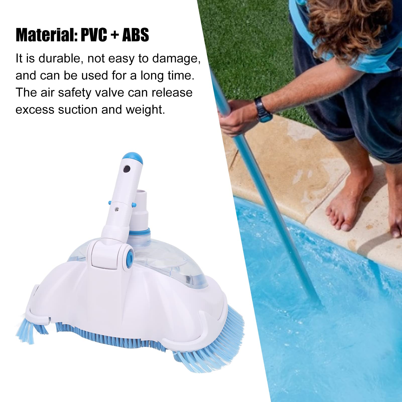 Pool Vacuum Head - Manual Suction Pool Cleaner for Efficient Swimming Pool Cleaning | Reaches Tight Corners & Steps | Ideal for In-Ground & Above Ground Pools