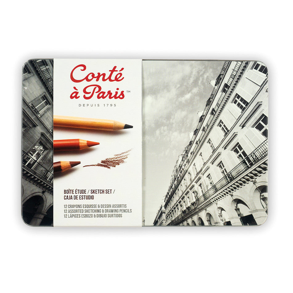 Conté à Paris Professional Sketching Pencil Set - 12 Graphite Drawing Pencils for Artists & Beginners - Perfect for Sketching, Shading & Art Projects