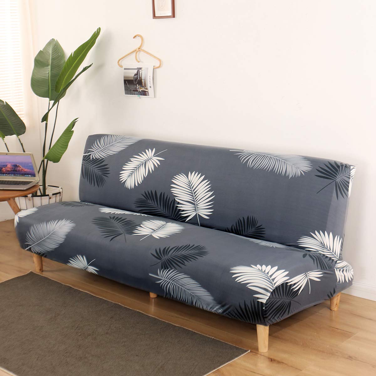 TOPCHANCES Stretch Plush Armless Sofa Bed Cover - Full Size Fitted Slipcover for Futon & Folding Sofas, Removable Furniture Protector with Elastic Bottom - Perfect for Living Room, Dining Room & Pet-Friendly Spaces