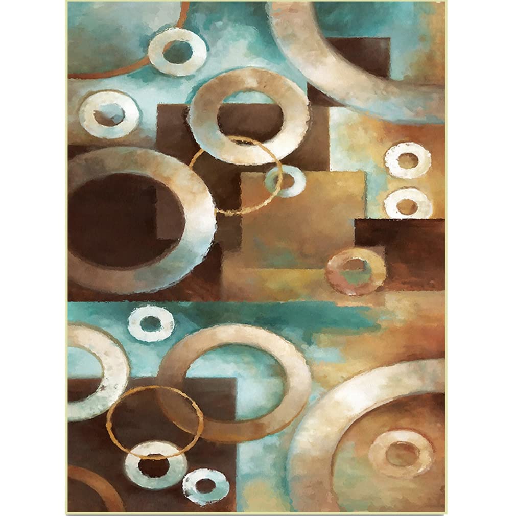 Vintage Abstract Geometric Patchwork Area Rug - Soft Non-Slip Indoor Outdoor Carpet 4x6.5ft Brown - Perfect for Farmhouse Bedroom, Living Room, Kitchen Runner & Entryway Doormat