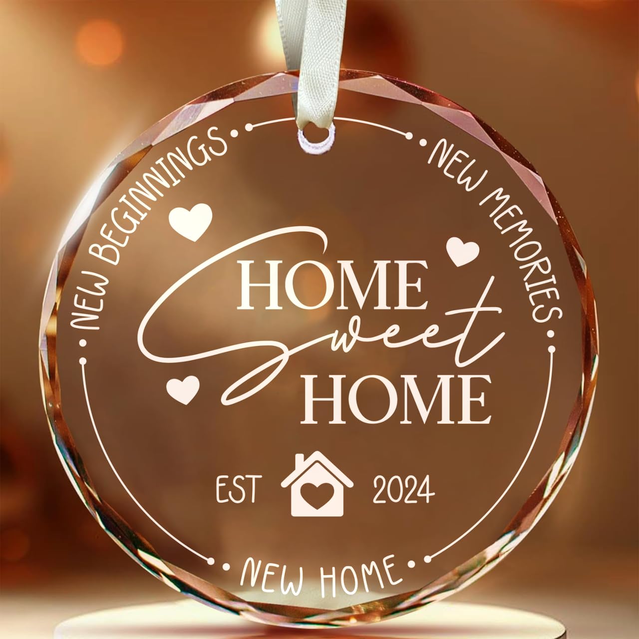 2024 New Home Ornament - Unique Housewarming Gifts for Women & Couples | Christmas Home Decor | First Home Present | Home Sweet Home Glass Decoration | Perfect for Christmas Tree & Housewarming Parties