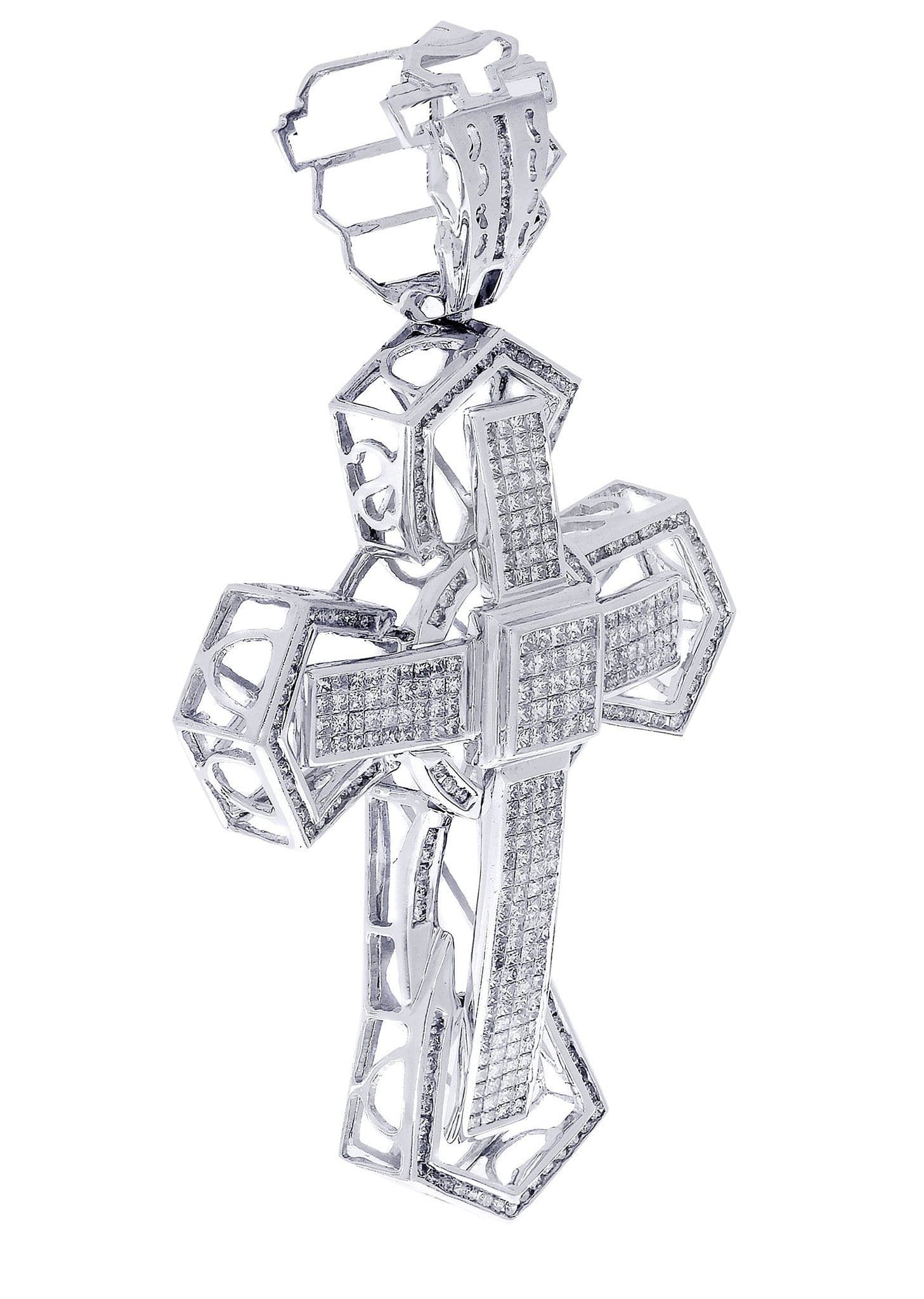 4.1 Carat Diamond Cross Pendant Necklace - 22.95 Grams Solid Gold Jewelry for Women - Perfect for Church, Weddings & Special Occasions