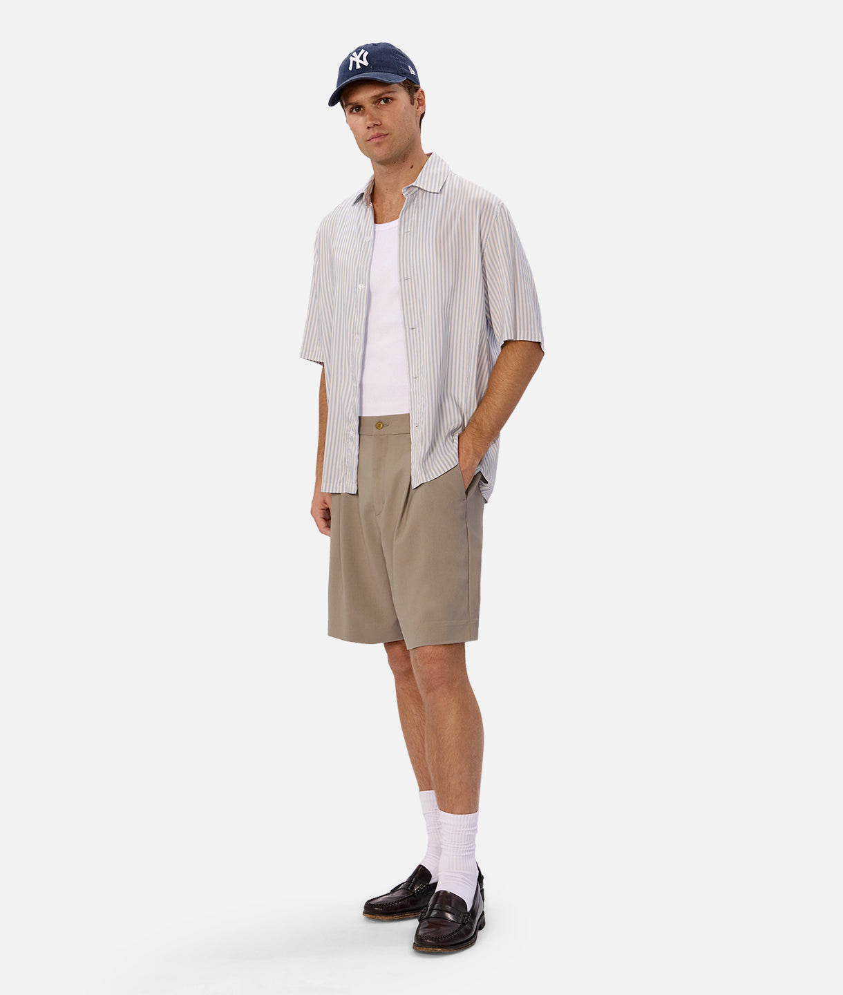 St. Paul Short Sleeve Shirt for Men - Classic Off White & Blue Casual Button Down Shirt | Perfect for Summer Outfits, Office Wear & Weekend Relaxation