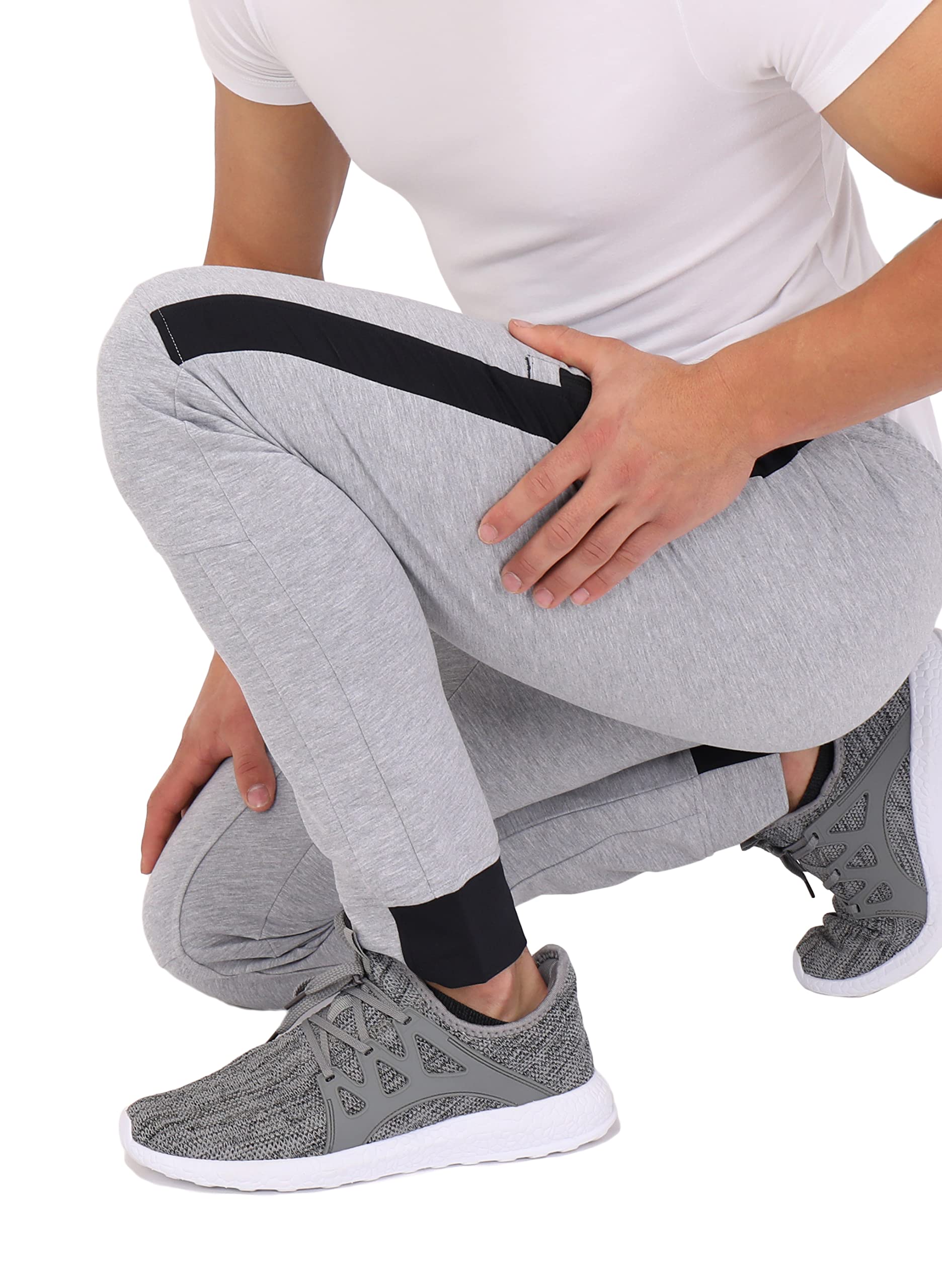 **SCR SPORTSWEAR Men's Tall Jogger Sweatpants - Athletic Workout Pants with Zipper Pockets for Running, Gym & Casual Wear**
