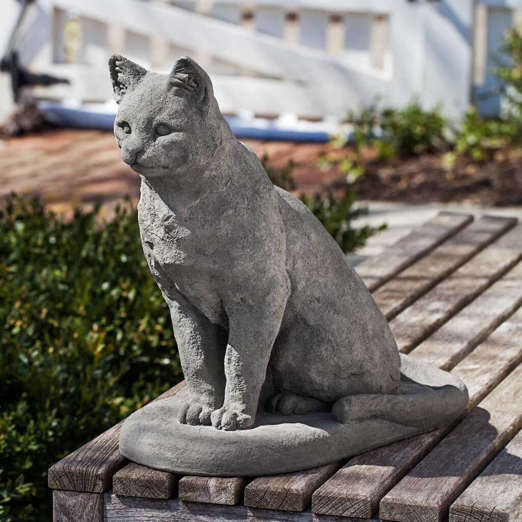Campania International Garden Cat Statue - Outdoor Decorative Cat Sculpture for Garden, Patio, and Lawn - Perfect for Home Décor and Landscaping
